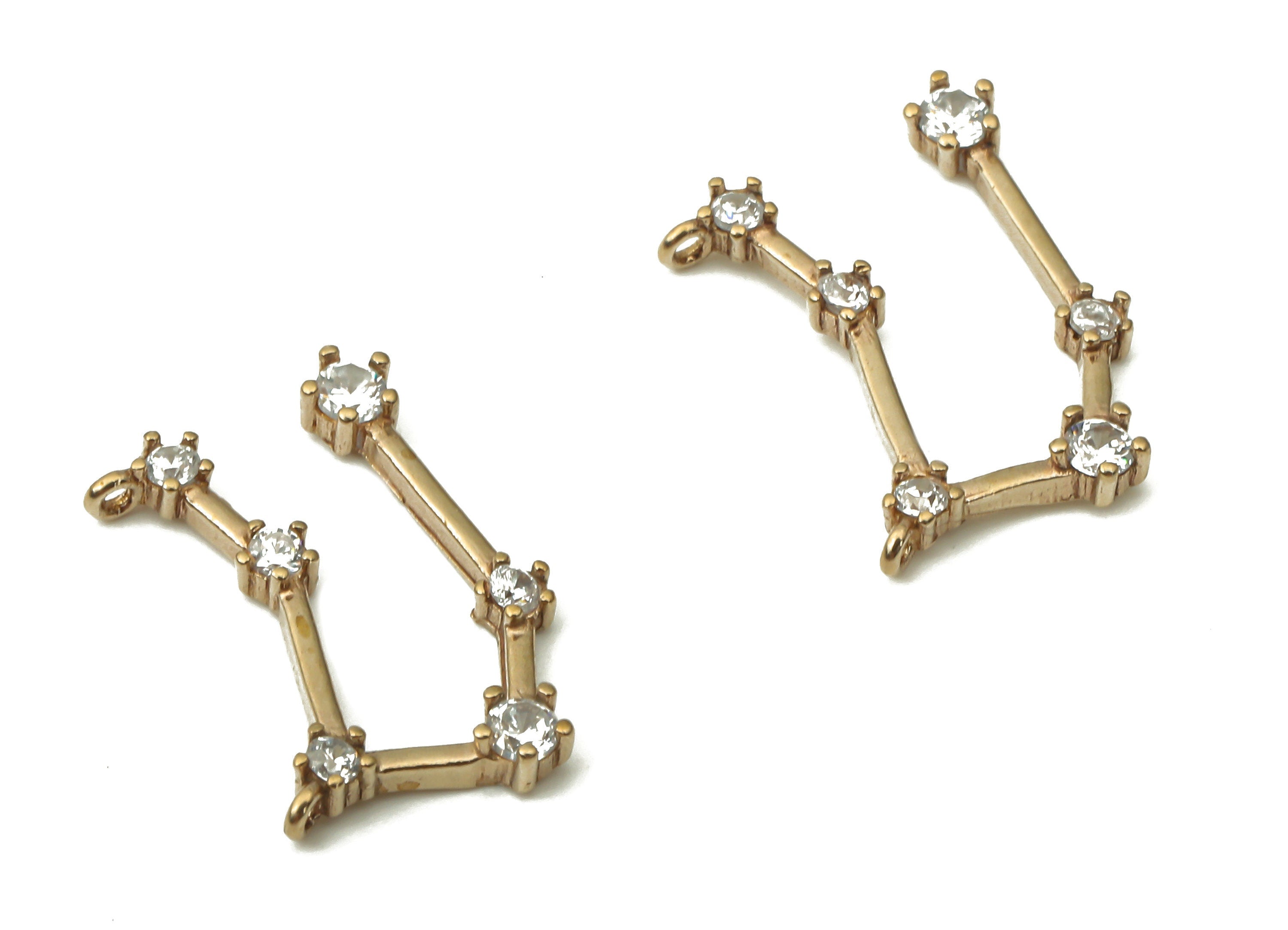 Zodiac Signs Charms - Brass CZ Zodiac Charms - Gemini Zodiac Constellation Connectors Charm - Celestial Jewelry -15.07x10.16x1.9mm- PP7459 - DOMEDBAZAAR