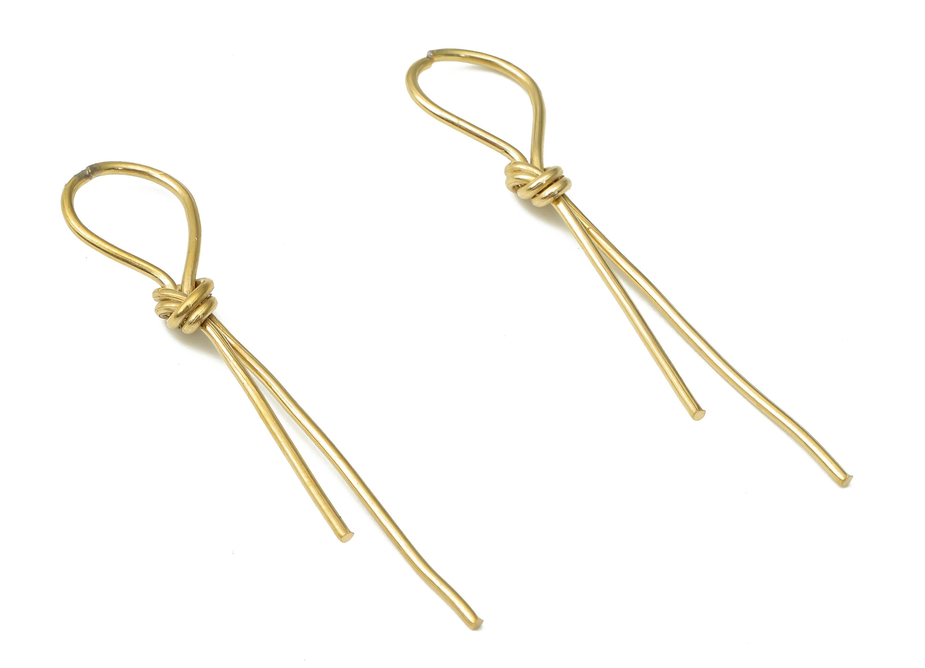 Raw Brass Wire Knot Earring Charms - Brass Tie a knot Pendant Charm - Earring Findings - Jewelry Making Supplies -58.32x11.73x1.28mm- PP7474 - DOMEDBAZAAR