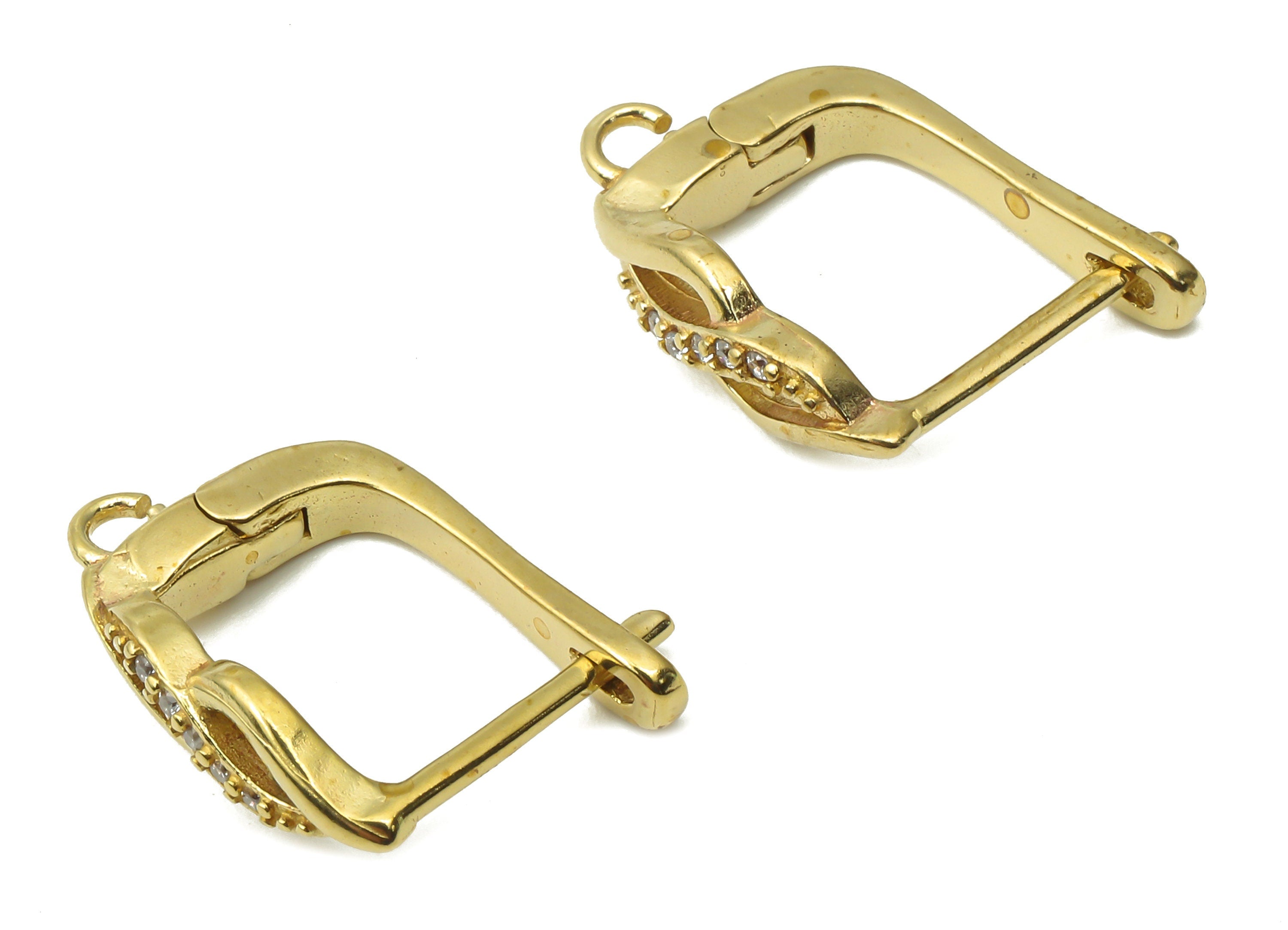 Raw Brass Zircon Stud Earrings - Brass Earrings Stud with Zircon - Dainty Brass Earrings - 16.07x12.06x1.9mm - PP7503 - DOMEDBAZAAR