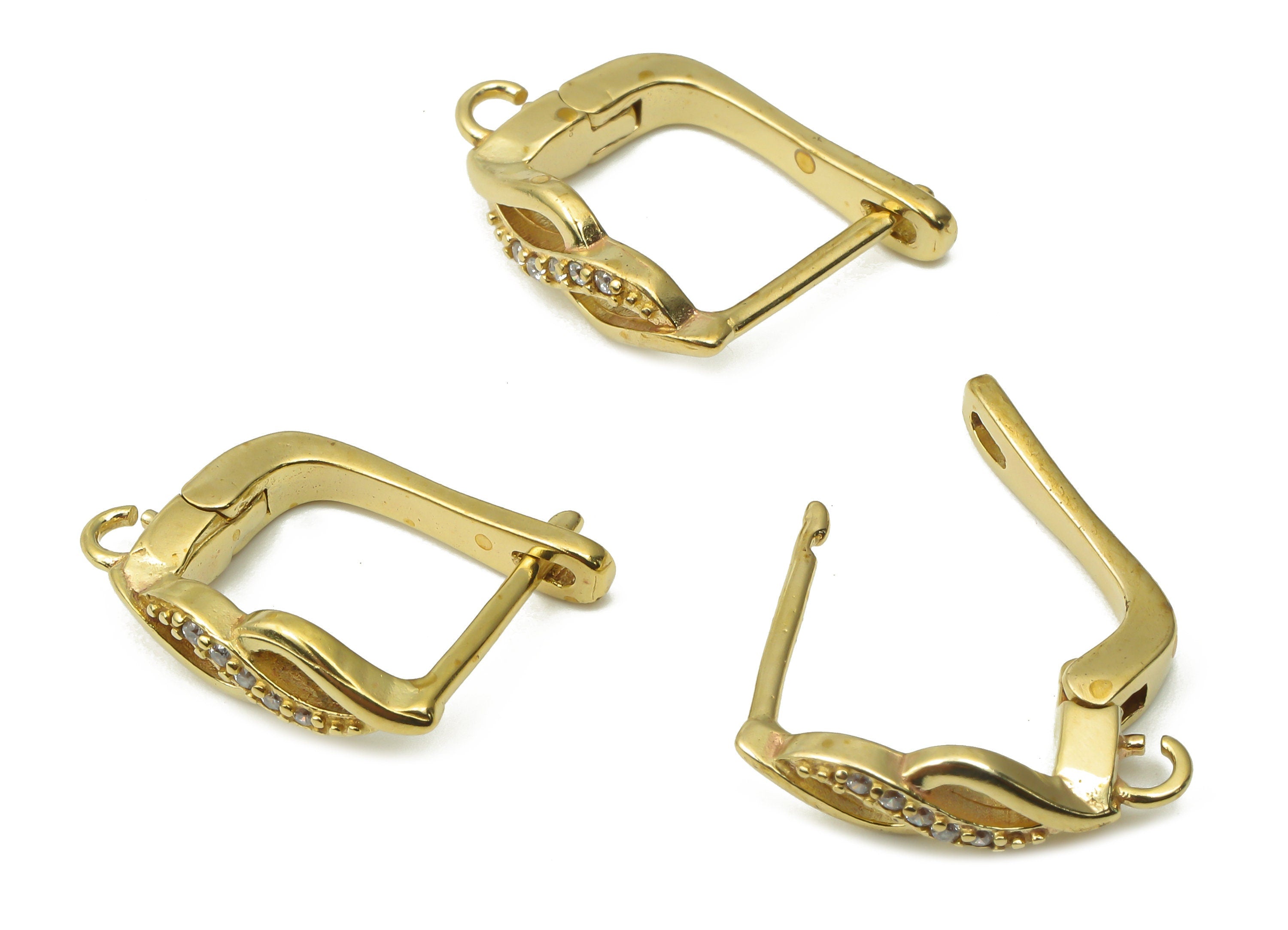 Raw Brass Zircon Stud Earrings - Brass Earrings Stud with Zircon - Dainty Brass Earrings - 16.07x12.06x1.9mm - PP7503 - DOMEDBAZAAR