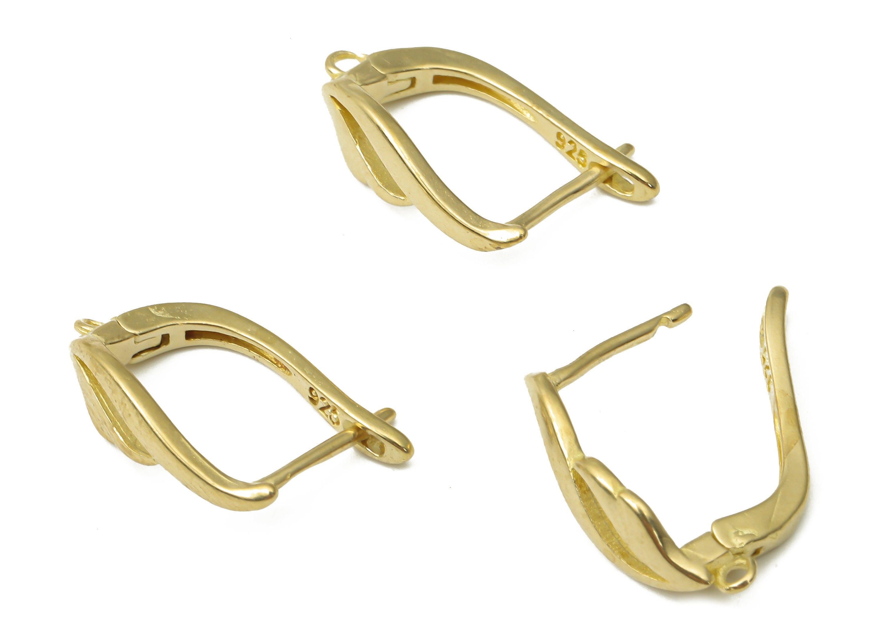 Raw Brass Zircon Stud Earrings - Brass Earrings Studs with Zircons - Earring Findings - Jewelry Making Supplies -17.6x11.62x1.3mm- PP7506 - DOMEDBAZAAR