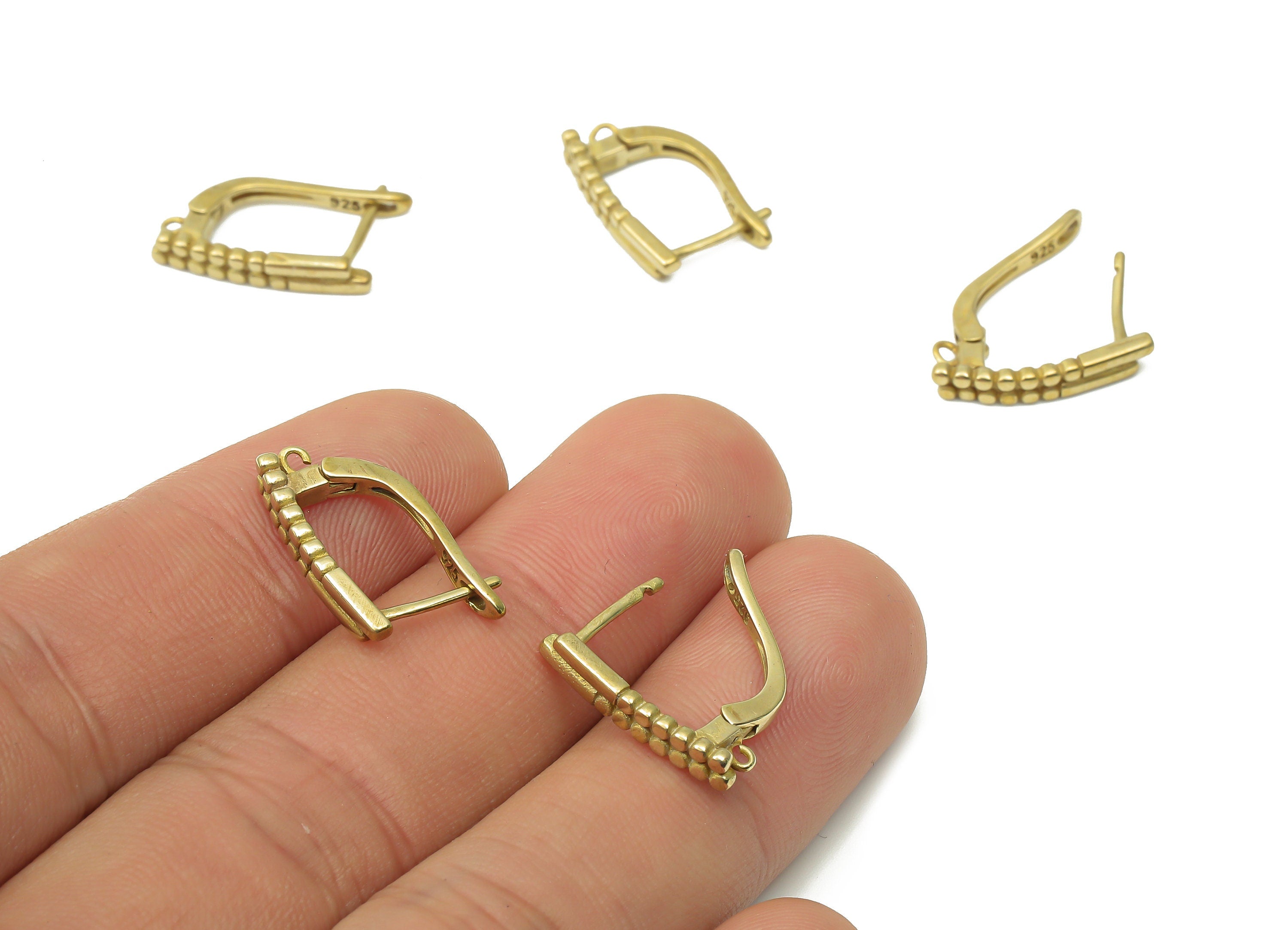 Brass Zircon Huggie Hoop With Loop Earrings - Raw Brass Earrings Zircons - Jewelry Making Supplies - 17.75x11.54x1.44mm - PP7516 - DOMEDBAZAAR