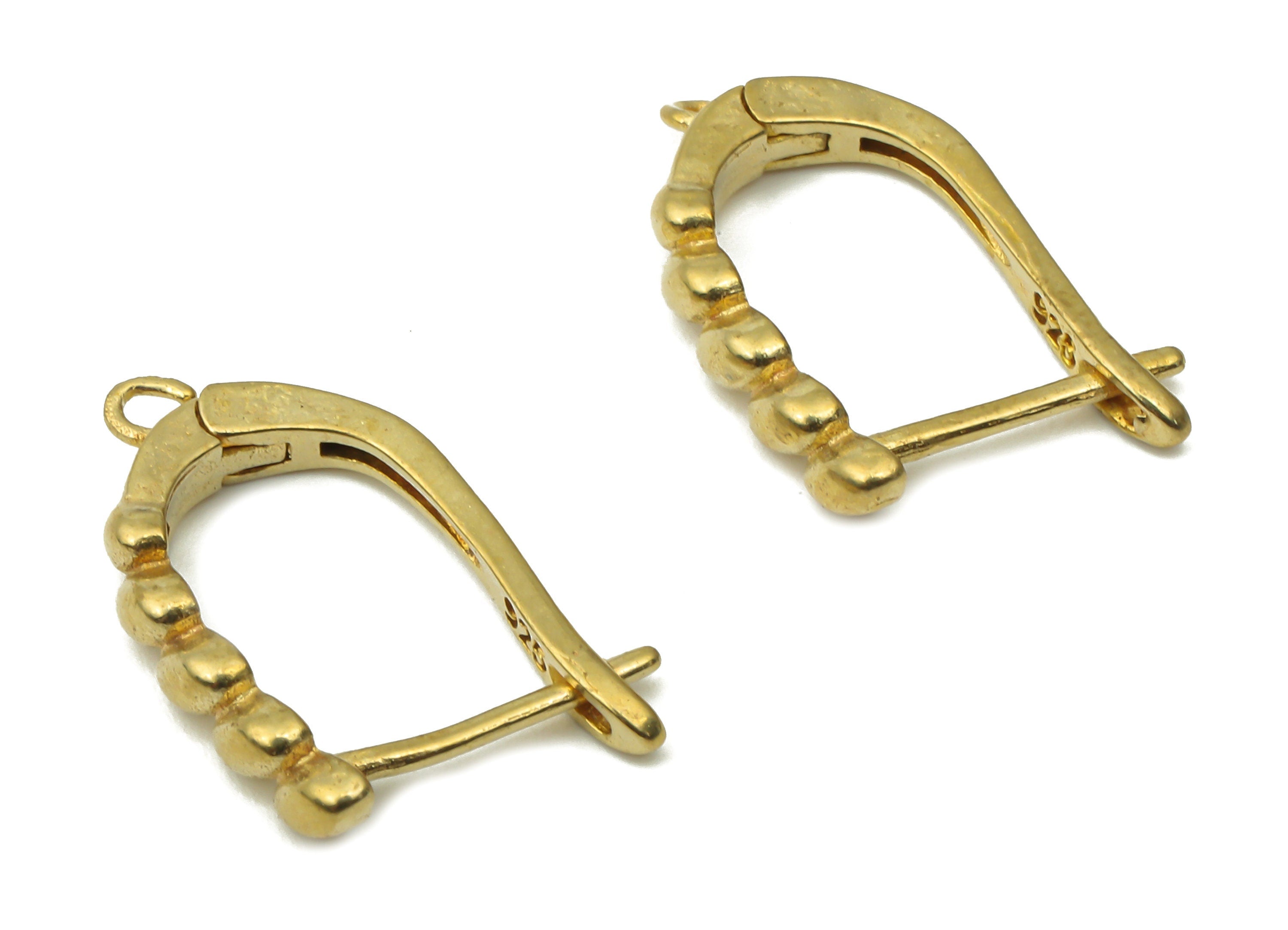 Raw Brass Beaded Earring Stud - Brass Stud Earrings with Open Ring - Earring Findings - Jewelry Making Supplies - 18.55x12.25x1.53mm- PP7521 - DOMEDBAZAAR