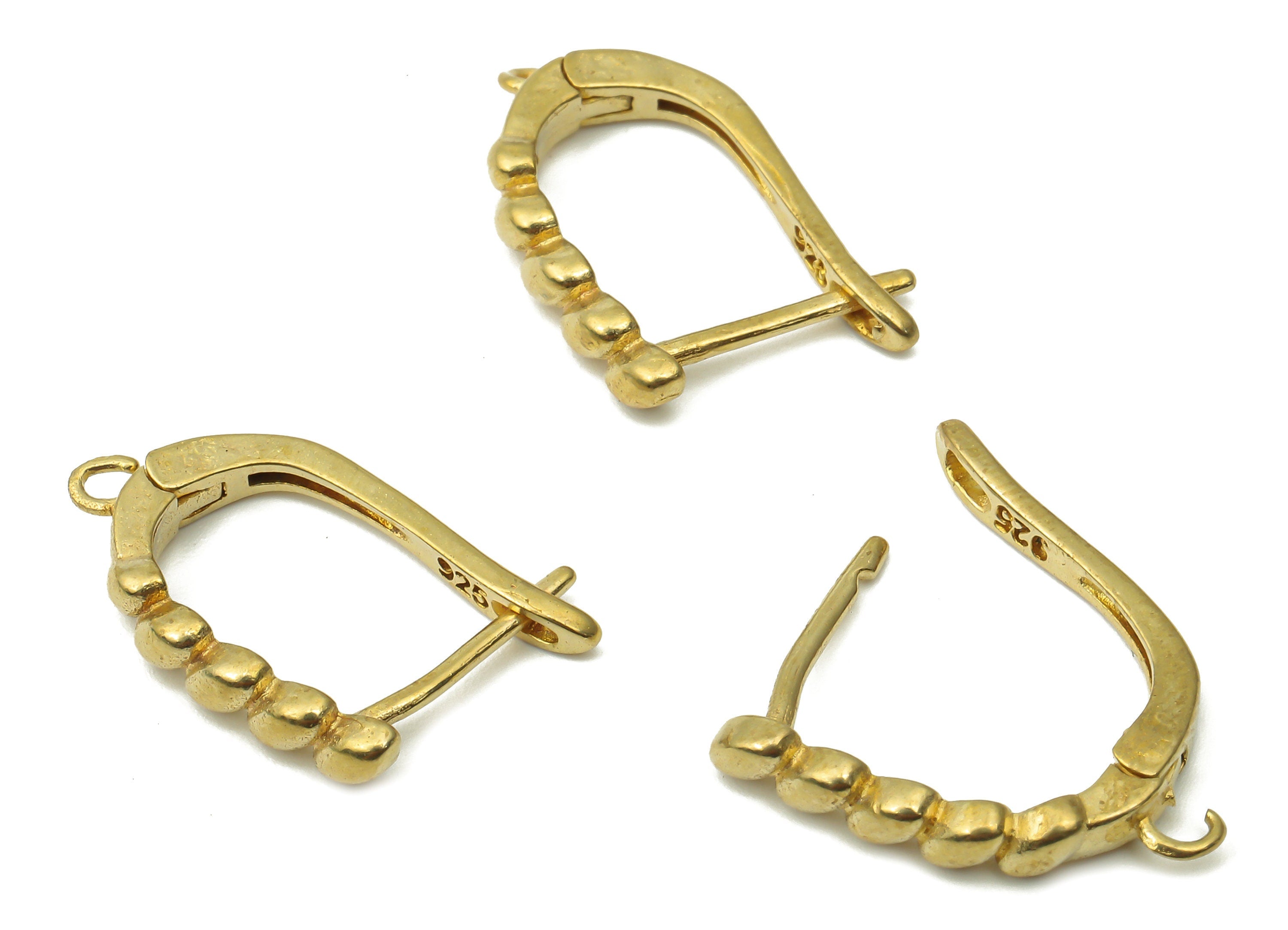 Raw Brass Beaded Earring Stud - Brass Stud Earrings with Open Ring - Earring Findings - Jewelry Making Supplies - 18.55x12.25x1.53mm- PP7521 - DOMEDBAZAAR