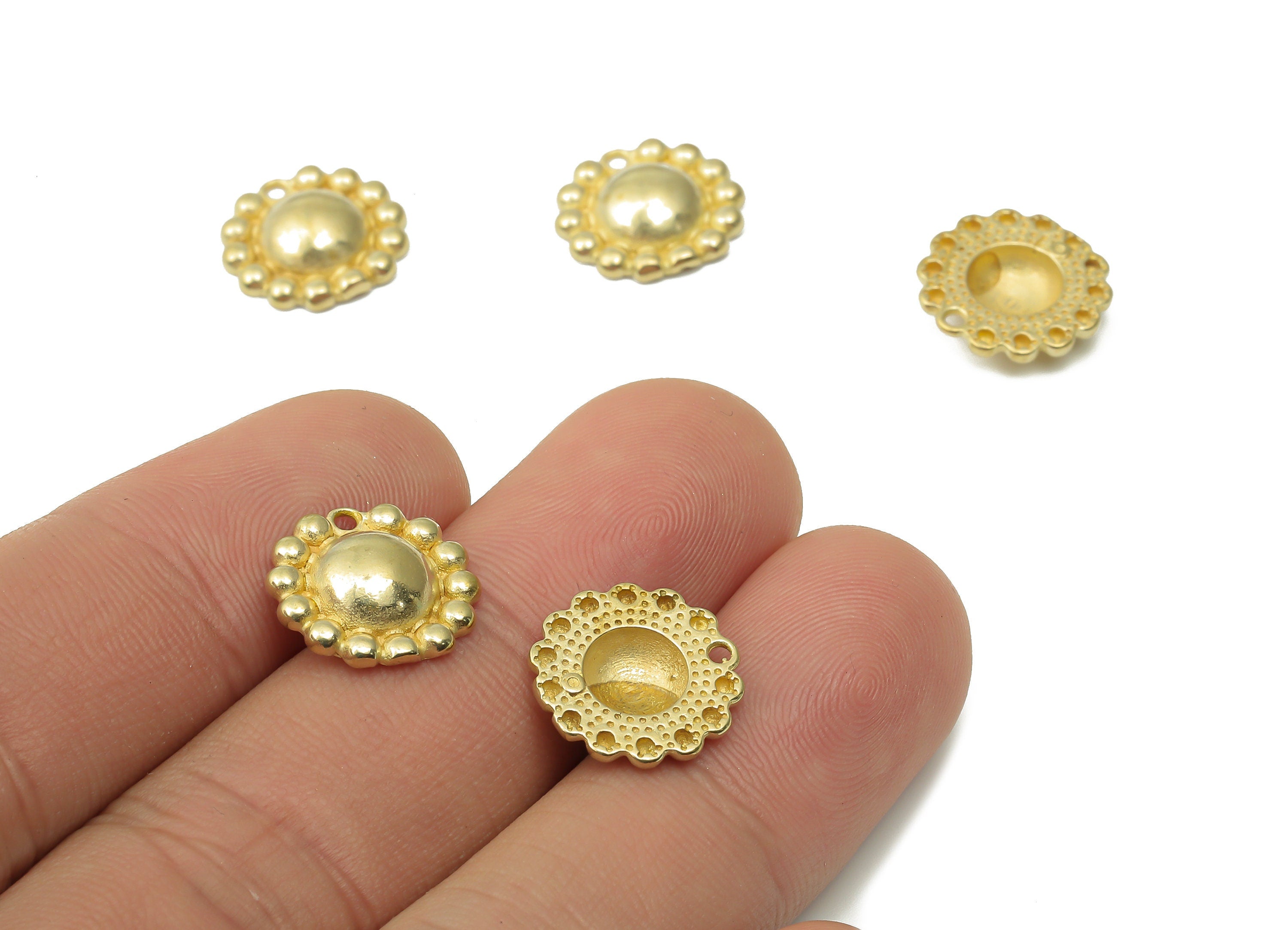 Brass Sun Flower Earring Charms - Raw Brass Flower Pendant Charms - Earring Findings - Jewelry Making Supplies - 13.07x13.07x3.3mm - PP7527 - DOMEDBAZAAR