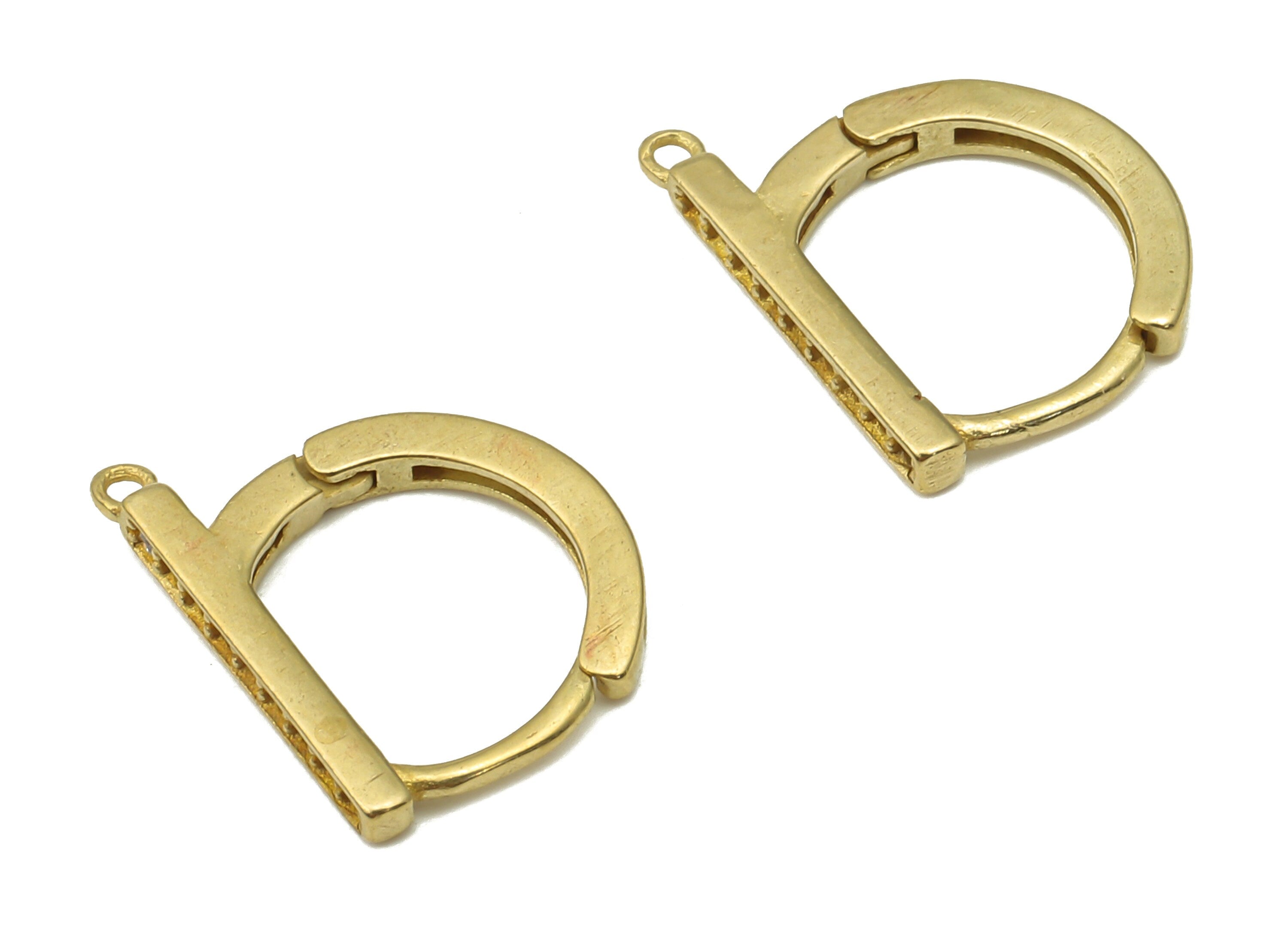 Raw Brass Bar Stud Earrings - Brass Round Earrings Stud with Zircons - Earring Findings - Jewelry Making Supplies - 12.7x10x1.26mm - PP7543 - DOMEDBAZAAR