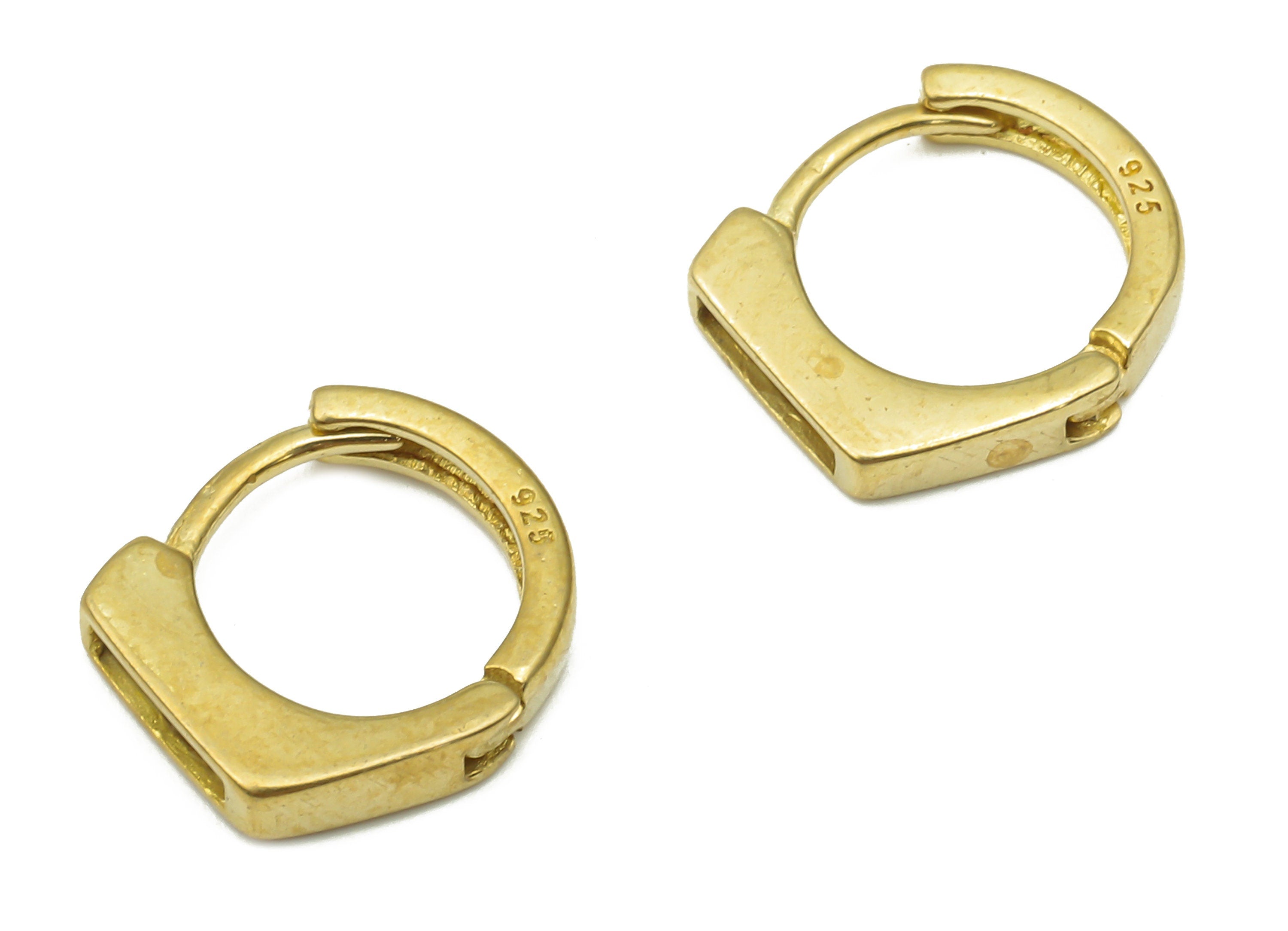 Raw Brass Hexagon Zircon Hoop Earrings - Brass Minimalist Earrings - Dainty Hoop Earrings - Geometric Hoop Earrings -11.6x10.6x2.3mm- PP7545 - DOMEDBAZAAR