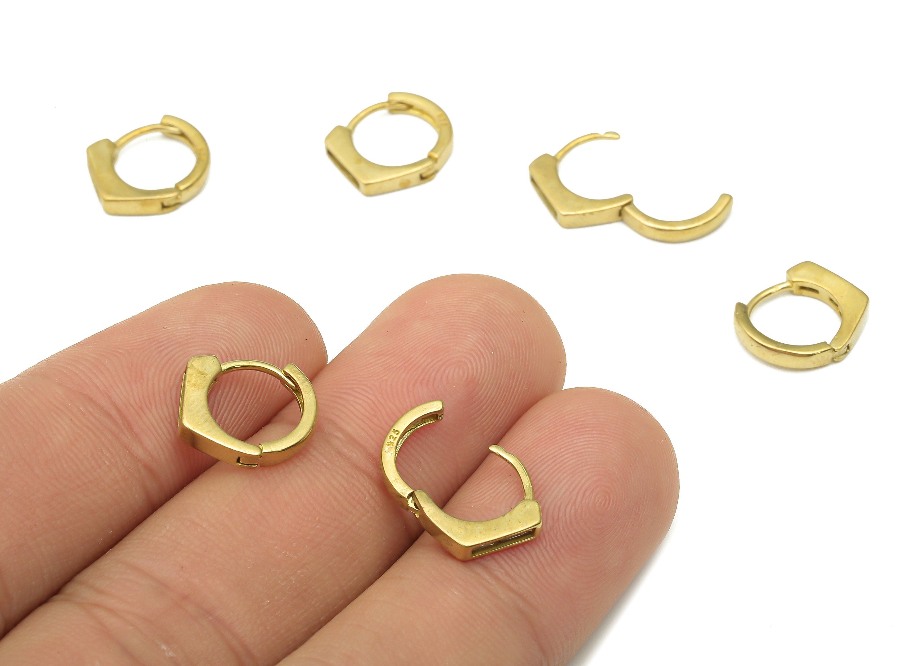 Raw Brass Hexagon Zircon Hoop Earrings - Brass Minimalist Earrings - Dainty Hoop Earrings - Geometric Hoop Earrings -11.6x10.6x2.3mm- PP7545 - DOMEDBAZAAR