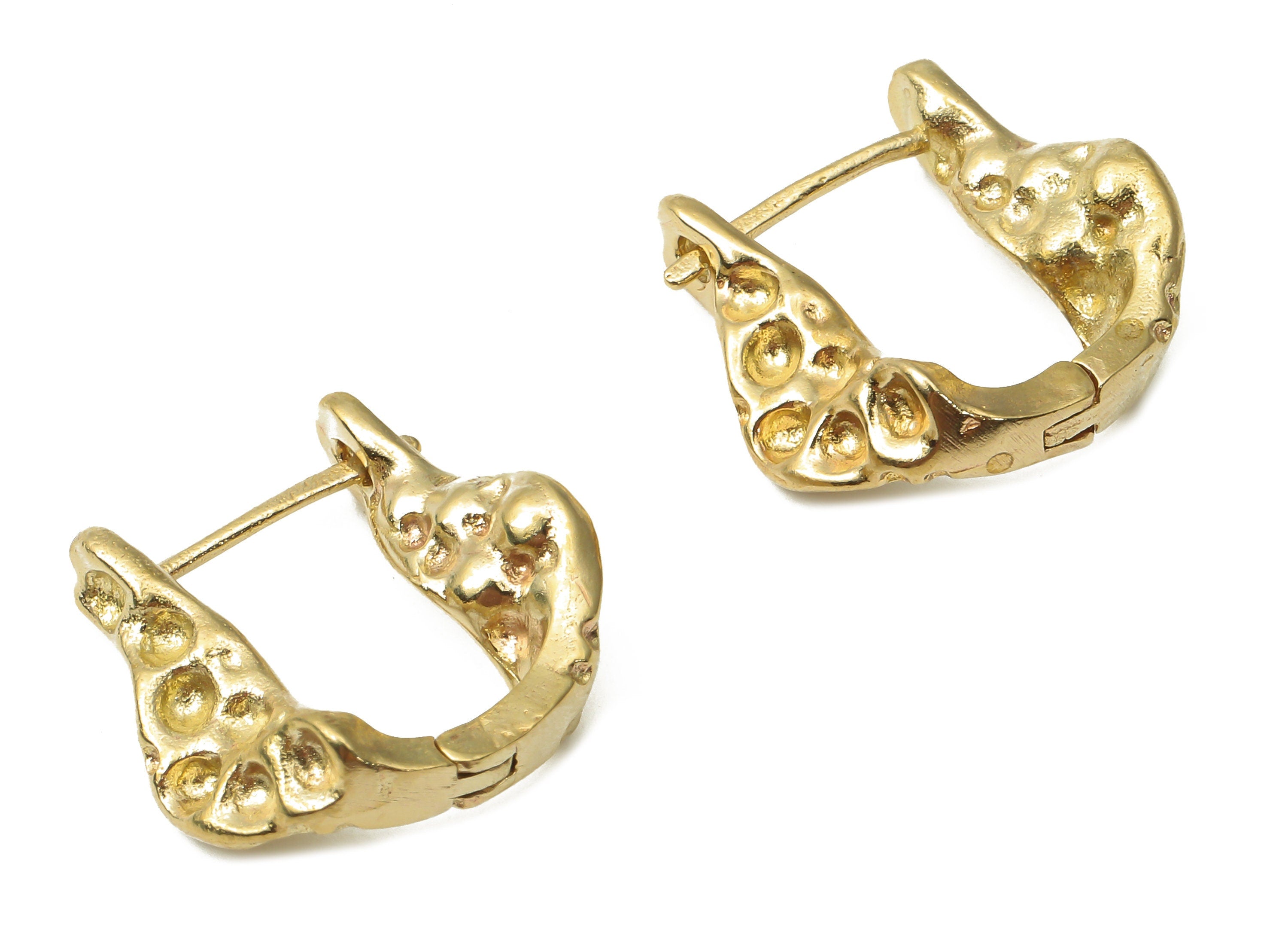 Brass U Shaped Stud Earrings - Raw Brass Textured Earrings - Geometric Hoop Earrings - Jewelry Making Supplies -19.1x18.08x2.08mm- PP7550 - DOMEDBAZAAR