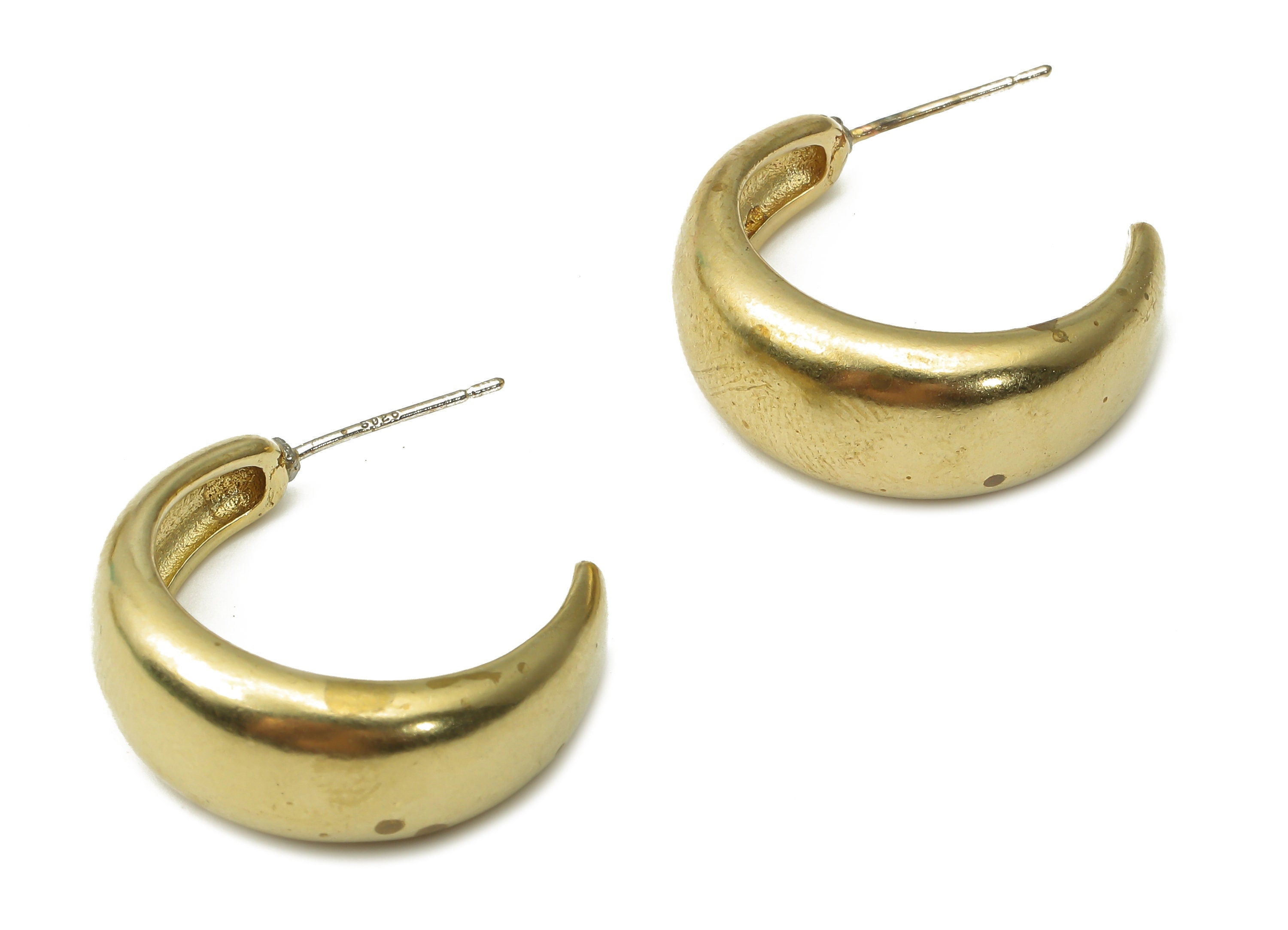 Brass C Open Hoop Earring Stud - Raw Brass C Hoop Earring Post - Open Hoop Stud Earring - 925 Silver Needle Stud -24.71x20.63x2.28mm- PP7577 - DOMEDBAZAAR