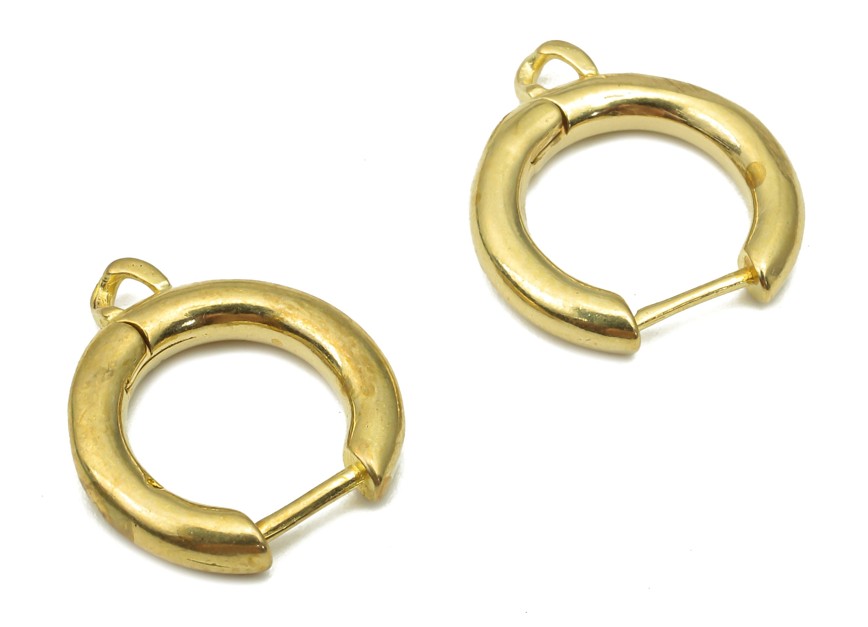 Raw Brass Round Stud Earring - Brass Earring Hoop Huggie - Geometric Earring - Brass Findings - Jewelry Supplies -15.1x13.24x2.45mm- PP7578 - DOMEDBAZAAR