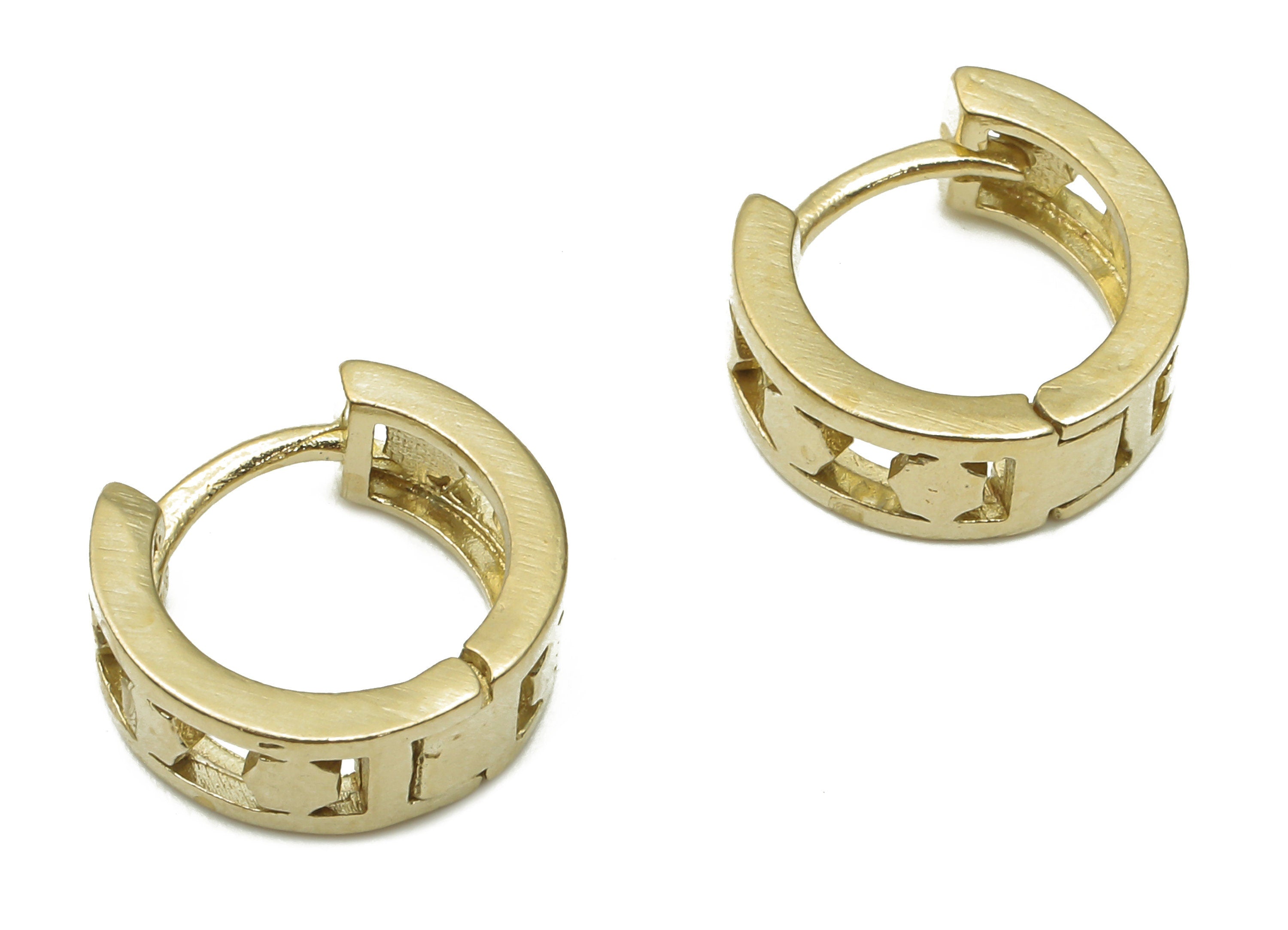 Brass Round Hoop Earrings - Raw Brass Hexagon Hoops Huggie Earring - Dainty Stud Earrings - Jewelry Supplies - 12.05x12.05x1.66mm - PP7591 - DOMEDBAZAAR