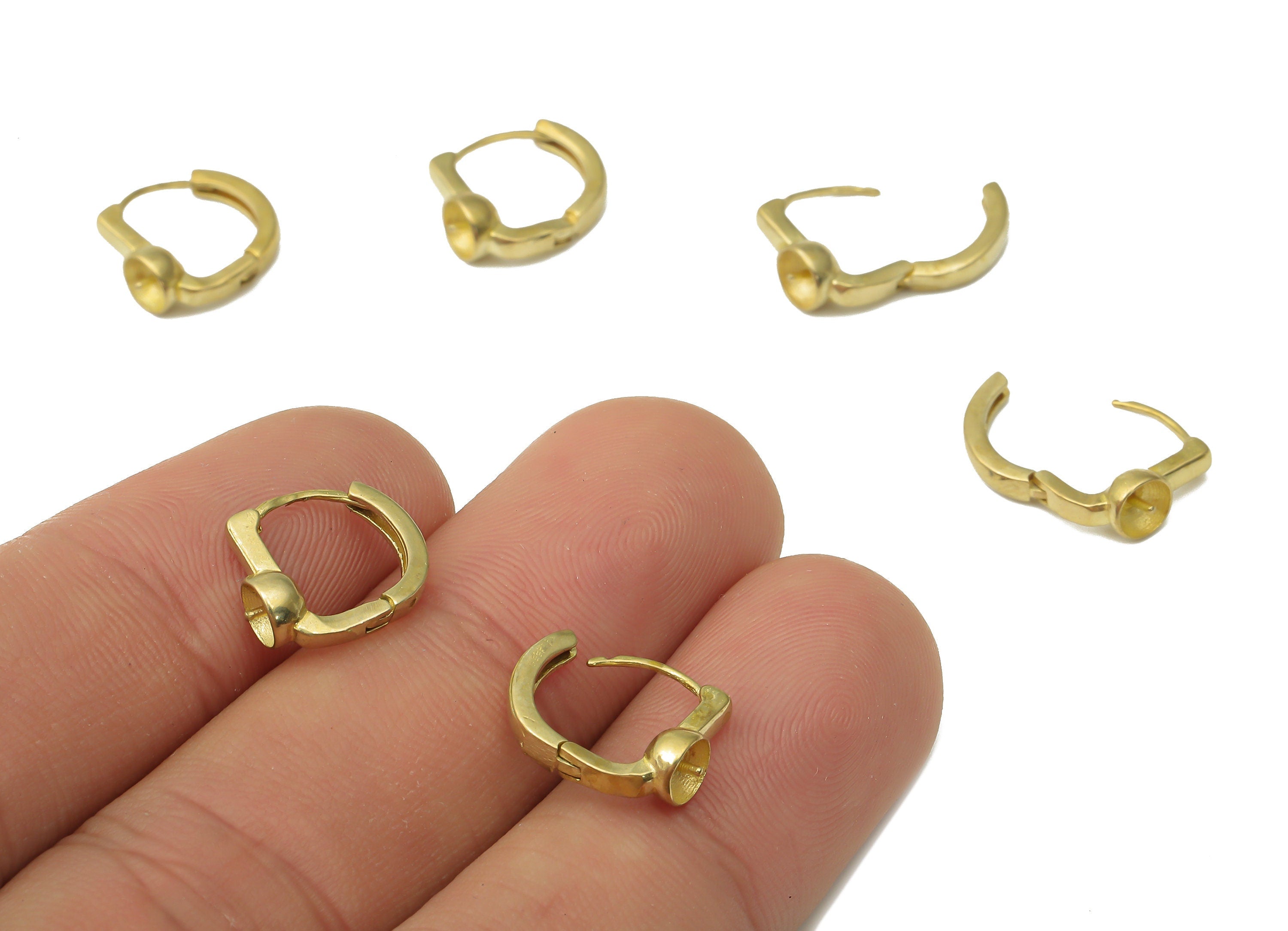 Brass Textured Earring Studs - Raw Brass Huggie Hoop Earrings - Jewelry Making Supplies - Geometric Stud Earrings -11.73x10.72x3.2mm- PP7592 - DOMEDBAZAAR