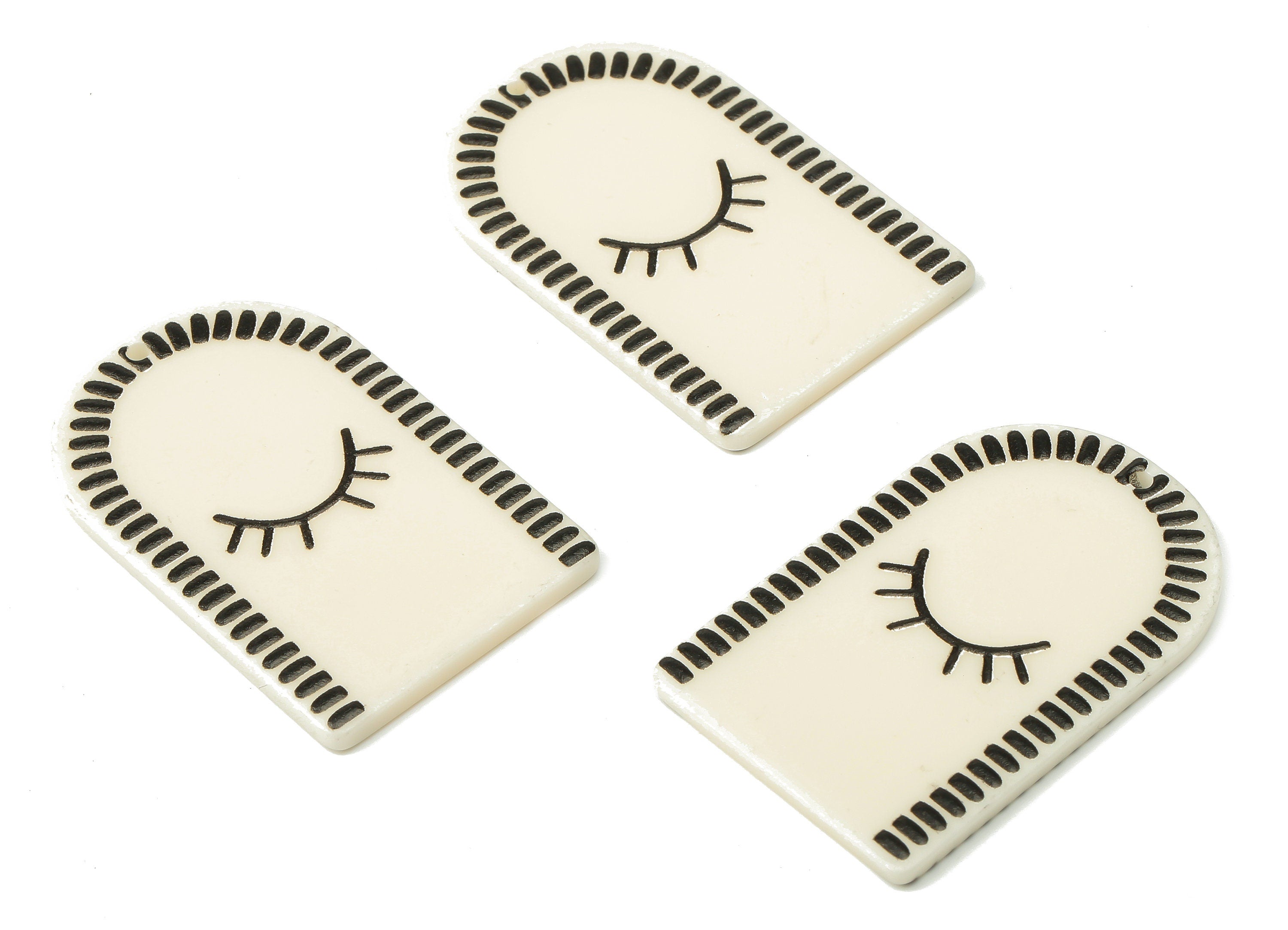 Acrylic Domed Earring Charms - Eye Lash Oval Domed Pastel Earrings - Jewelry Accessories - 40.17×25.86×2.62mm - AC2498 - DOMEDBAZAAR