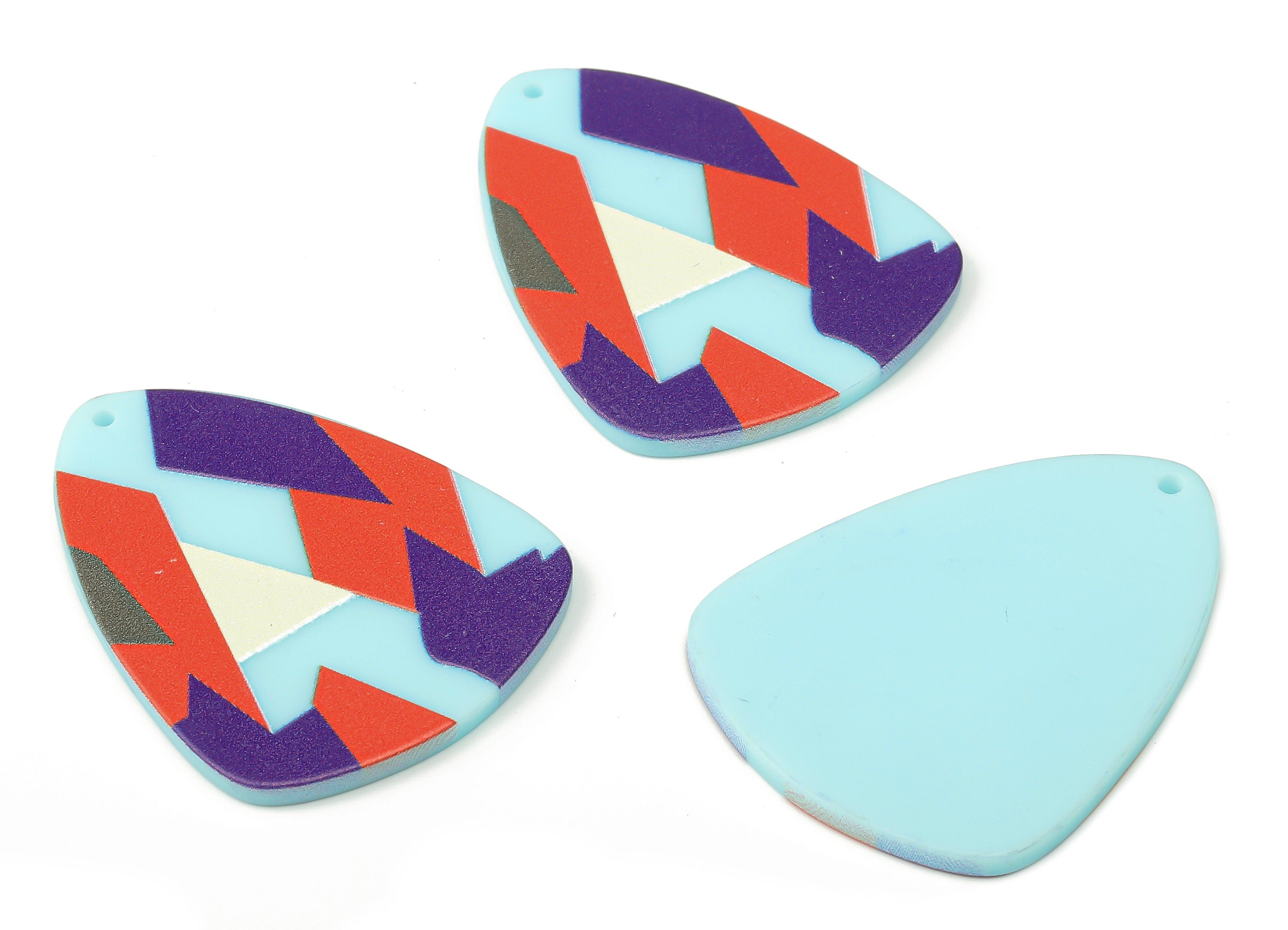 Acrylic Shield Earrings Charm - Printed Geometry Pendant Charm - Earring Findings - Jewelry Making Supplies - 39.84×31.03×2.44mm - AC2516 - DOMEDBAZAAR