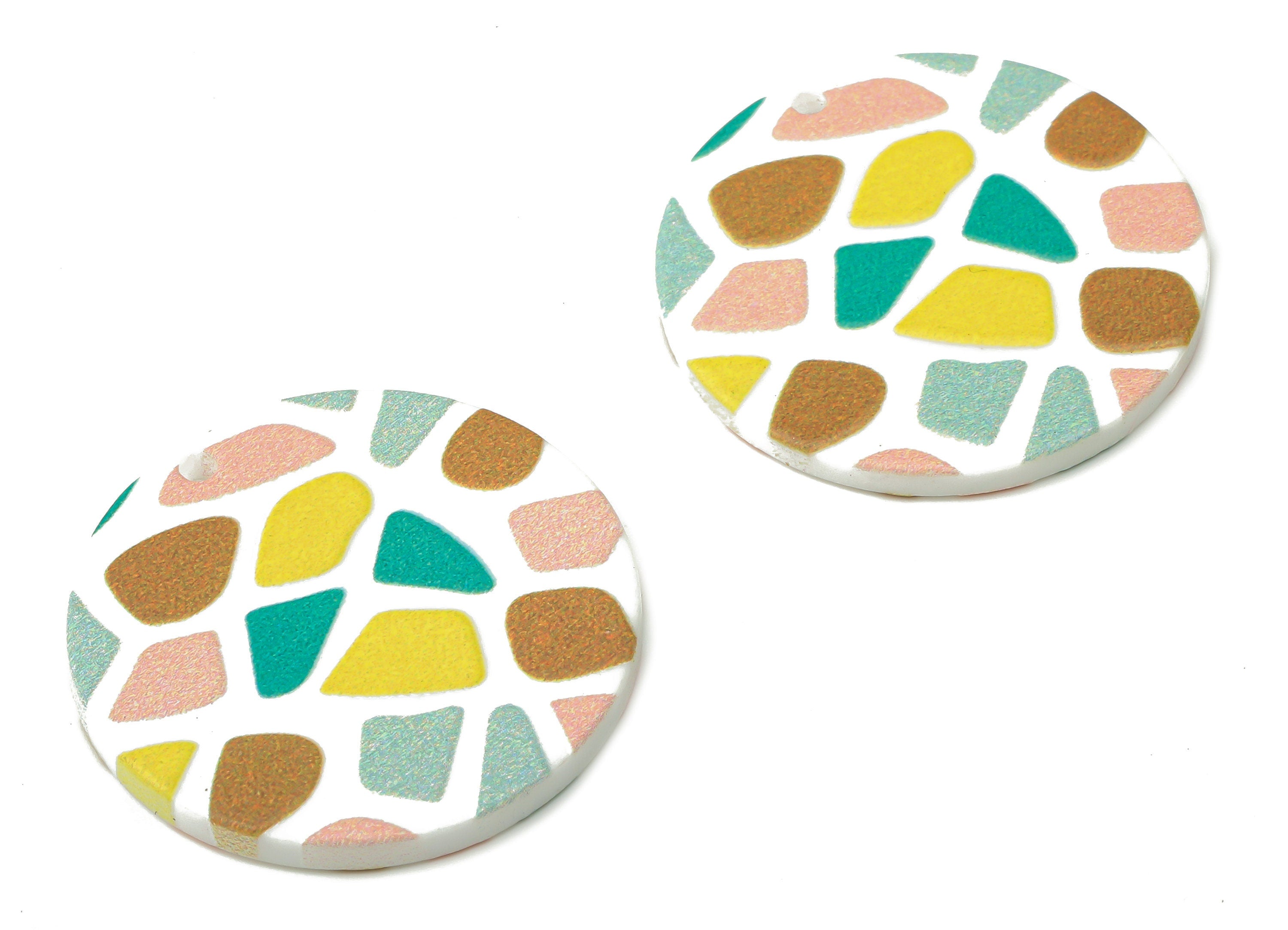 Acrylic Round Printed Earring Charms - Circle Textured Printed Pendants Charm - Jewelry Making Supplies - 29.1×29.1×2.5mm - AC2517A - DOMEDBAZAAR