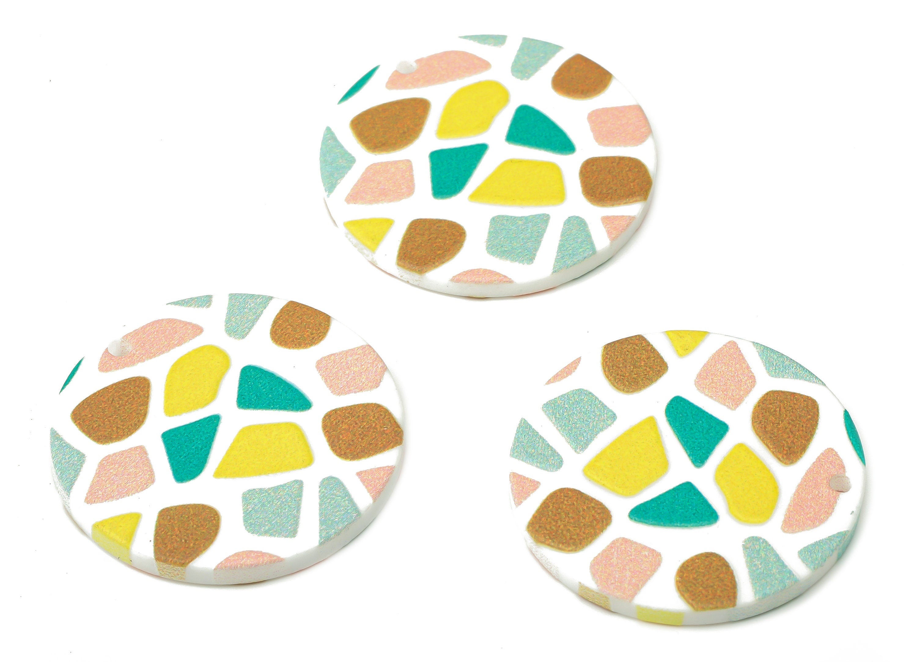 Acrylic Round Printed Earring Charms - Circle Textured Printed Pendants Charm - Jewelry Making Supplies - 29.1×29.1×2.5mm - AC2517A - DOMEDBAZAAR