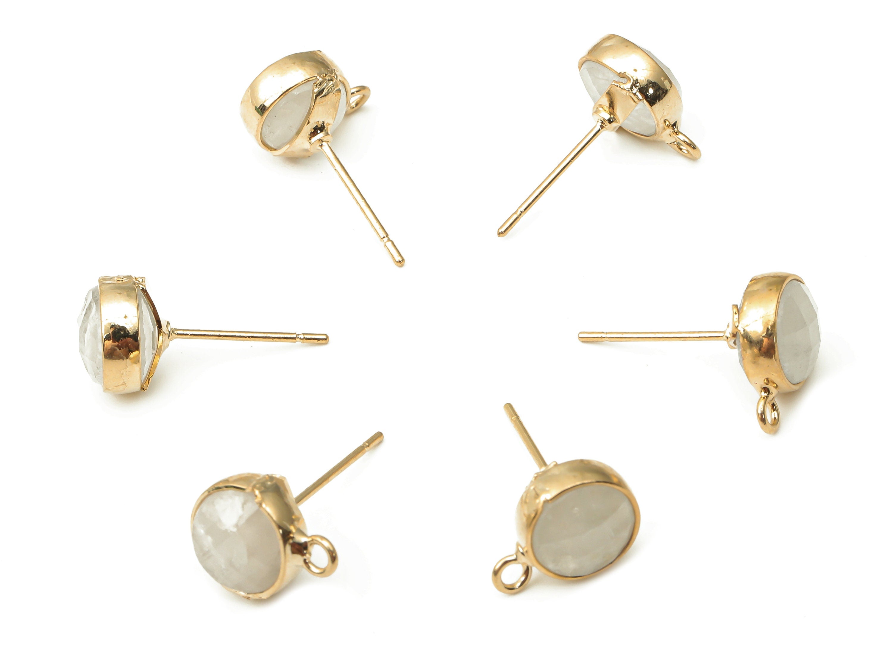 Clear Crystal Stud Earrings - Gold Tone Plated Brass Stud - Stainless Steel Stud - Jewelry Making Supplies -12.52x9.62x5.45mm- NS1862D - DOMEDBAZAAR