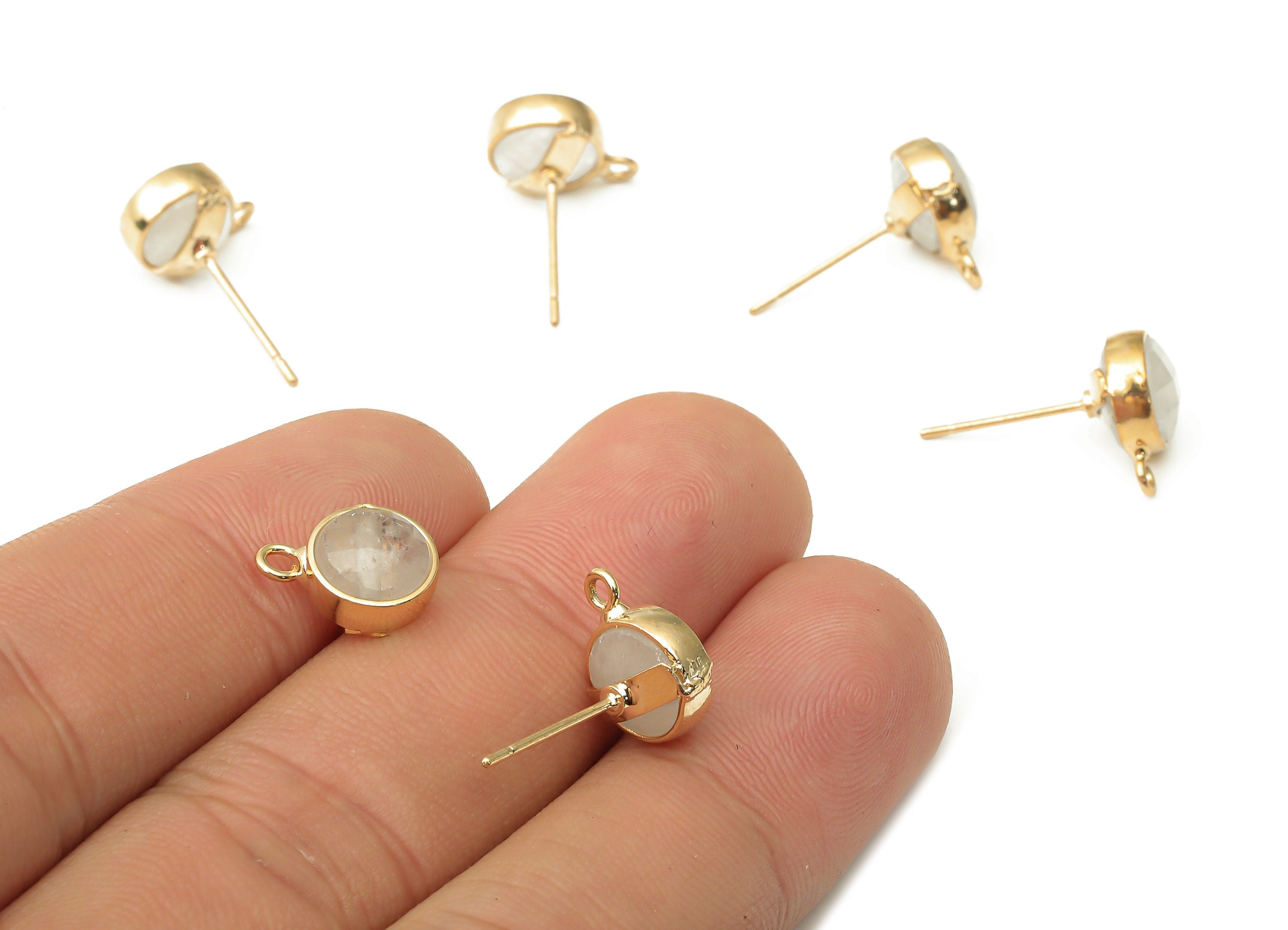 Clear Crystal Stud Earrings - Gold Tone Plated Brass Stud - Stainless Steel Stud - Jewelry Making Supplies -12.52x9.62x5.45mm- NS1862D - DOMEDBAZAAR