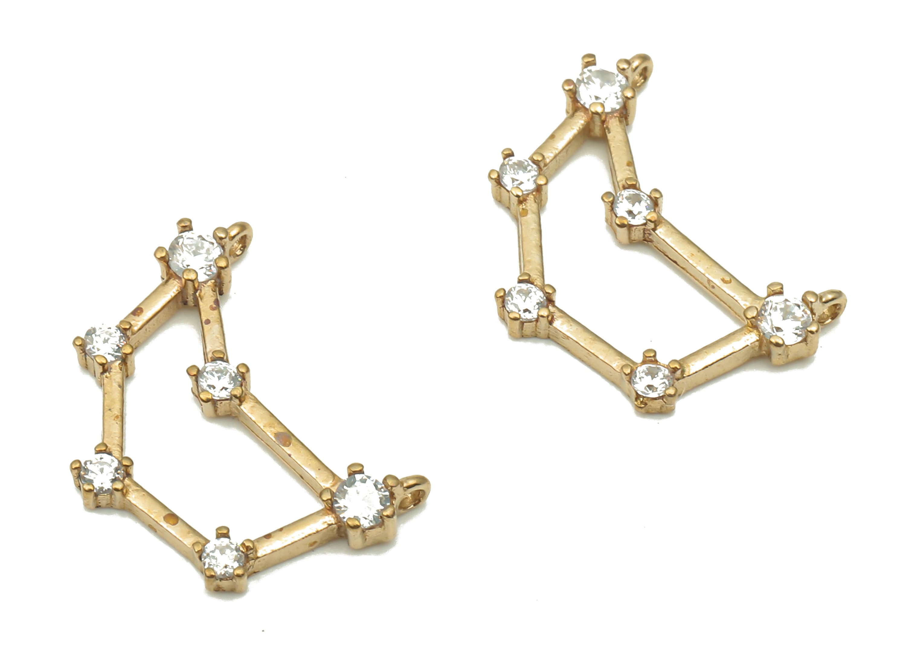 Zodiac Signs Charm - Capricorn star signs - Raw Brass CZ Zodiac Charms - Zircon Capricorn Zodiac Constellation -13.8x11.1x2.28mm- PP7466 - DOMEDBAZAAR