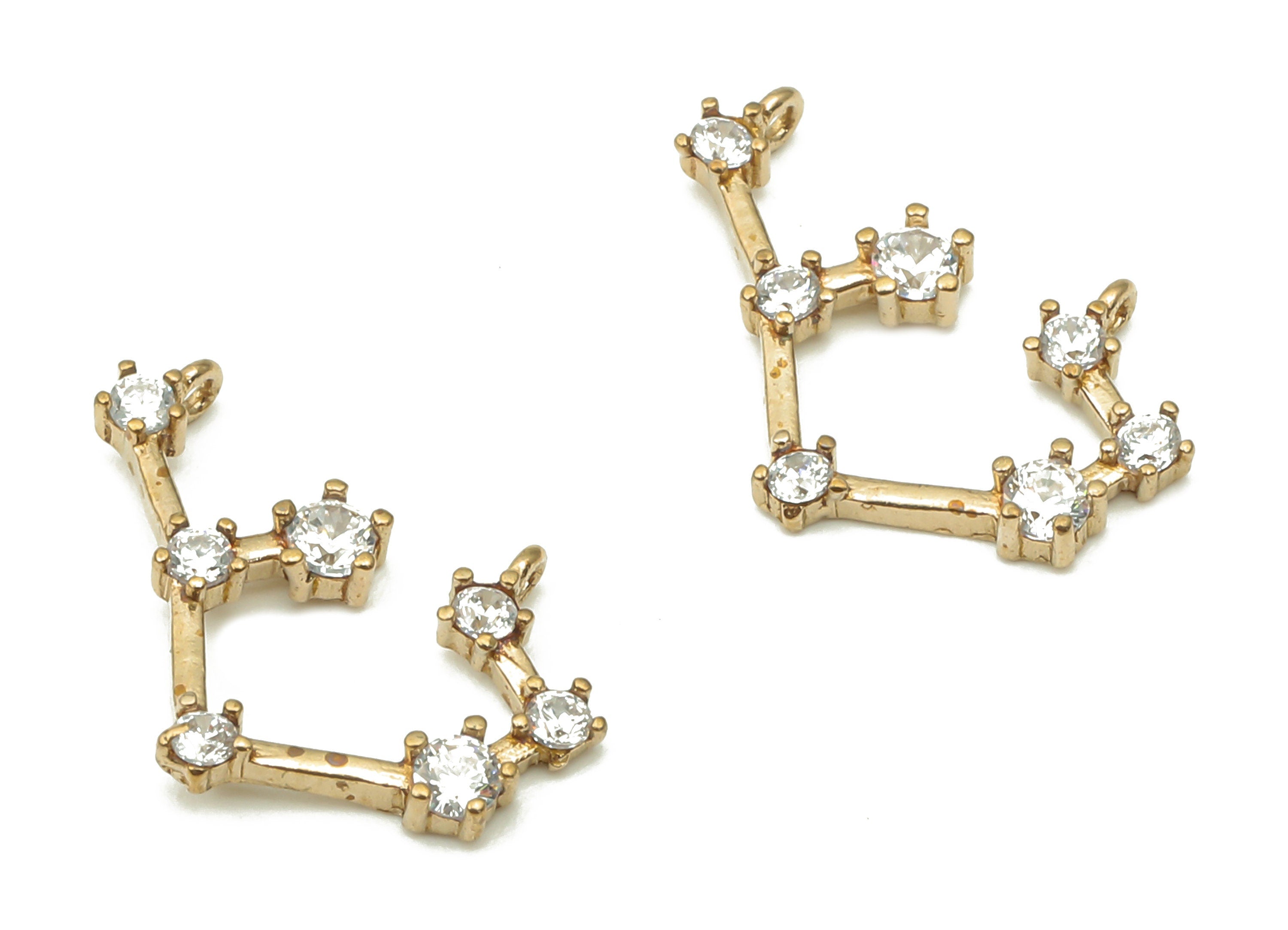 Zodiac Signs Charm - Raw Brass CZ Zodiac Charms - Virgo Zodiac Constellation Connectors Charm - Celestial Jewelry -13.8x10.1x1.8mm- PP7467 - DOMEDBAZAAR