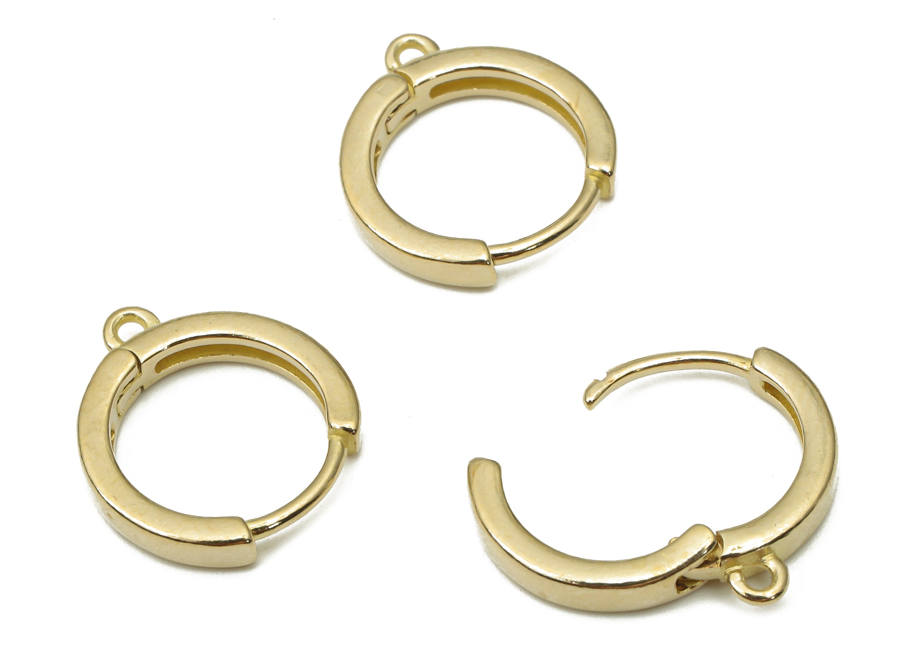 Raw Brass Earring Round Huggie - Brass Earring Hoop Huggie - Circle Hoop - Earring Findings - Jewelry Supplies - 14.86x13.43x2.54mm- PP7481 - DOMEDBAZAAR