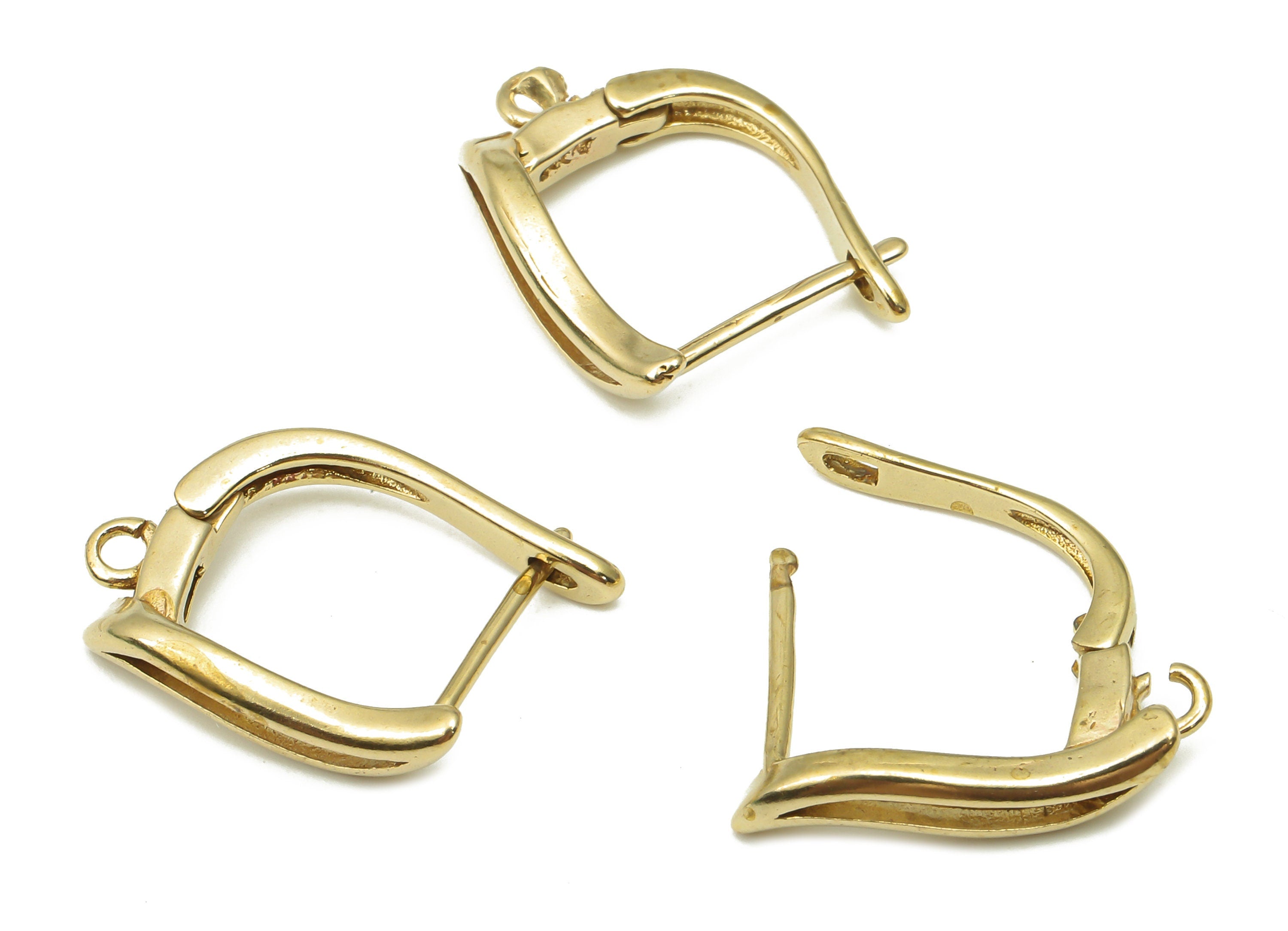 Raw Brass Zircons Stud Earrings - Brass Earrings Stud with Zircons - Dainty Earrings - Jewelry Making Supplies - 16.5x12.2x1.7mm- PP7491 - DOMEDBAZAAR