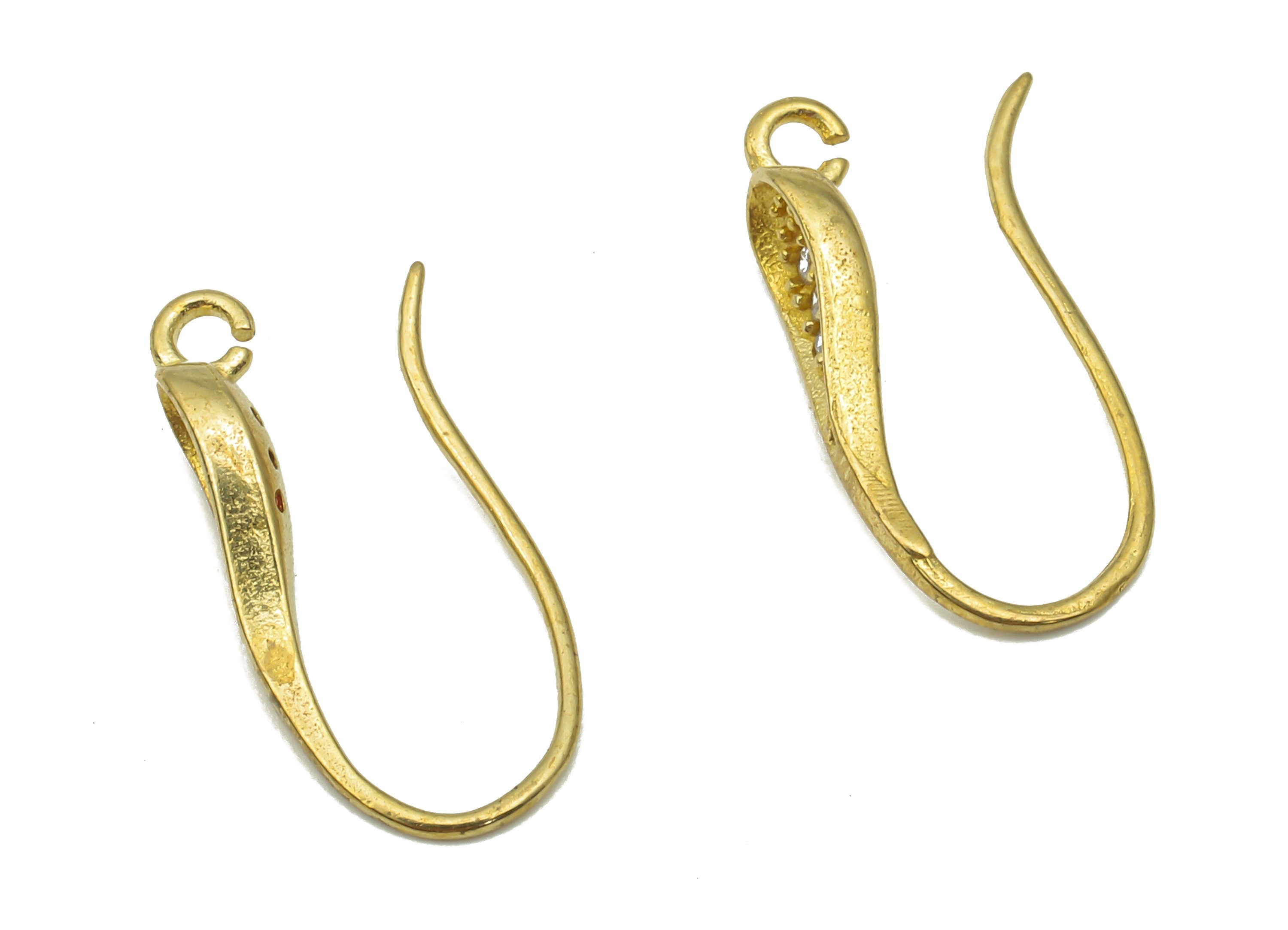 Raw Brass Earring Wire - Zircon Ear Wire - CZ Pave Ear Hook - Ear Wire - Jewelry Making Supplies - 17.1x7.87x1.78mm - PP7492 - DOMEDBAZAAR