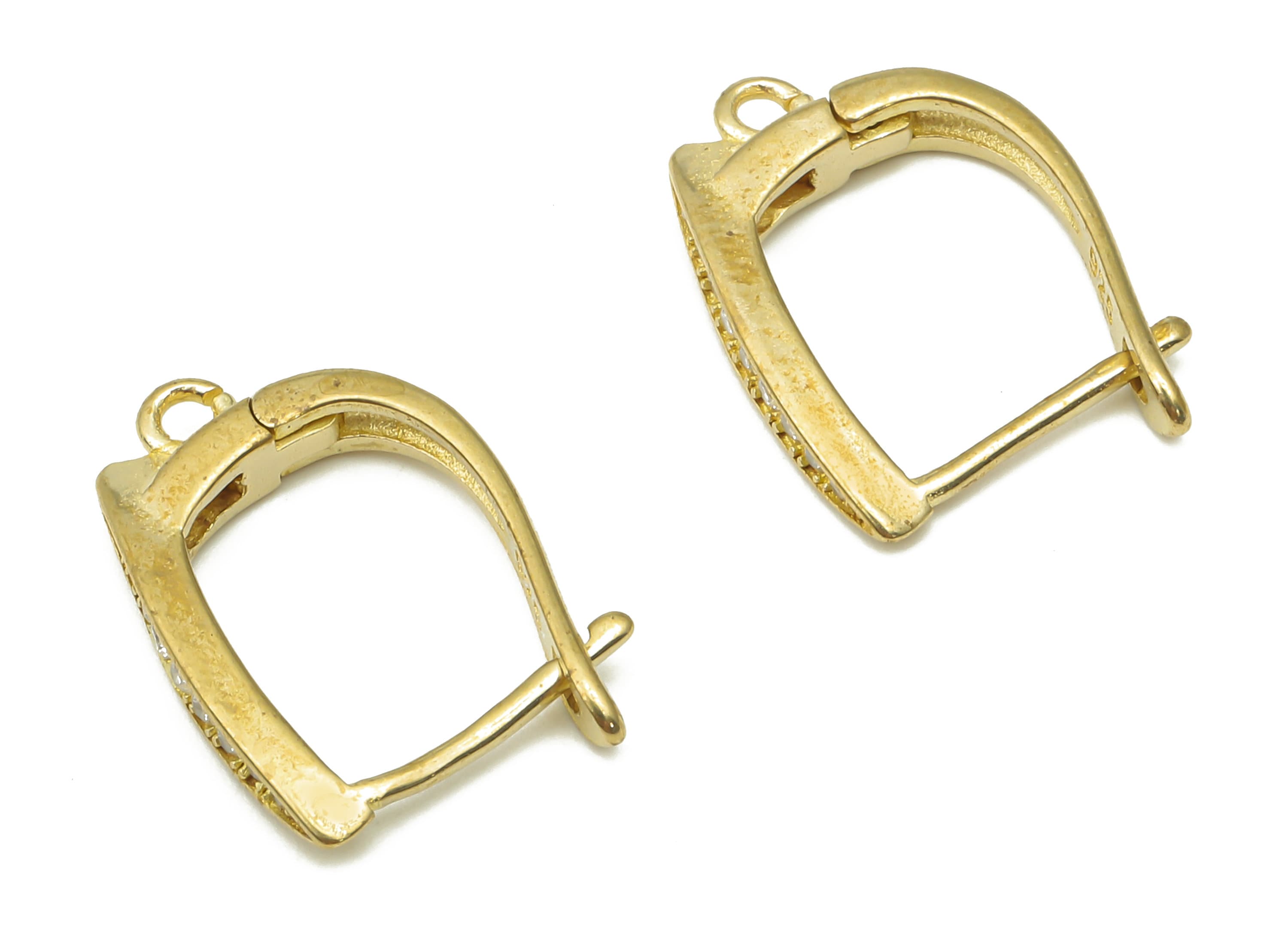 Raw Brass Zircon Stud Earrings - Brass Earrings Stud with Zircons - Dainty Earrings - Jewelry Making Supplies - 15.81x12.54x1.7mm - PP7494 - DOMEDBAZAAR