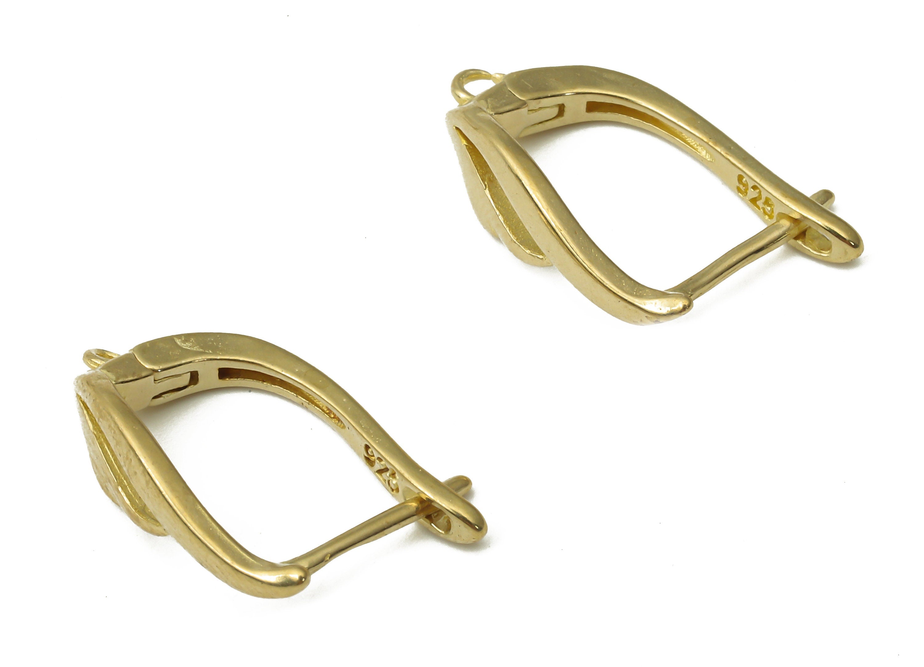 Raw Brass Zircon Stud Earrings - Brass Earrings Studs with Zircons - Earring Findings - Jewelry Making Supplies -17.6x11.62x1.3mm- PP7506 - DOMEDBAZAAR