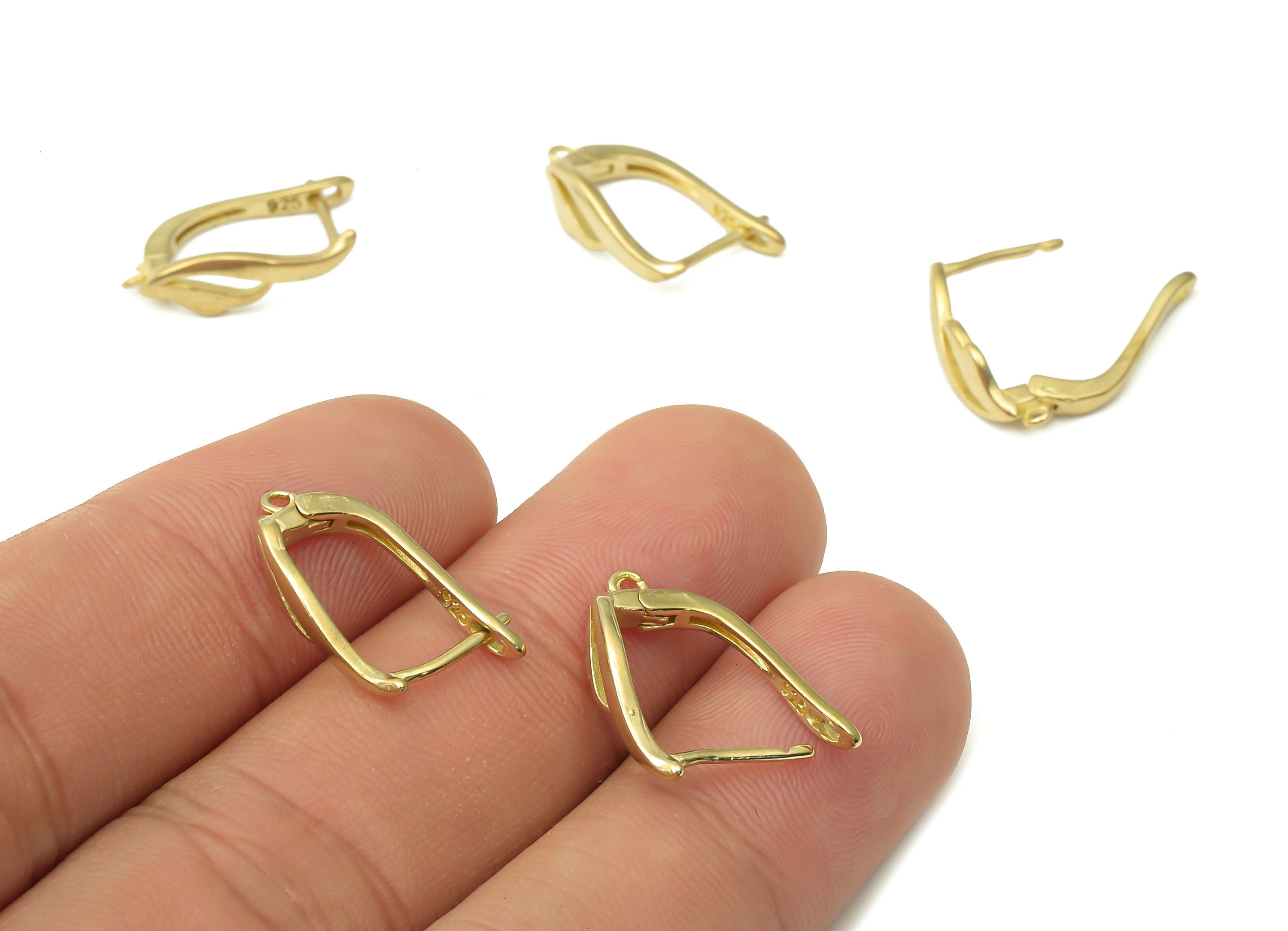 Raw Brass Zircon Stud Earrings - Brass Earrings Studs with Zircons - Earring Findings - Jewelry Making Supplies -17.6x11.62x1.3mm- PP7506 - DOMEDBAZAAR