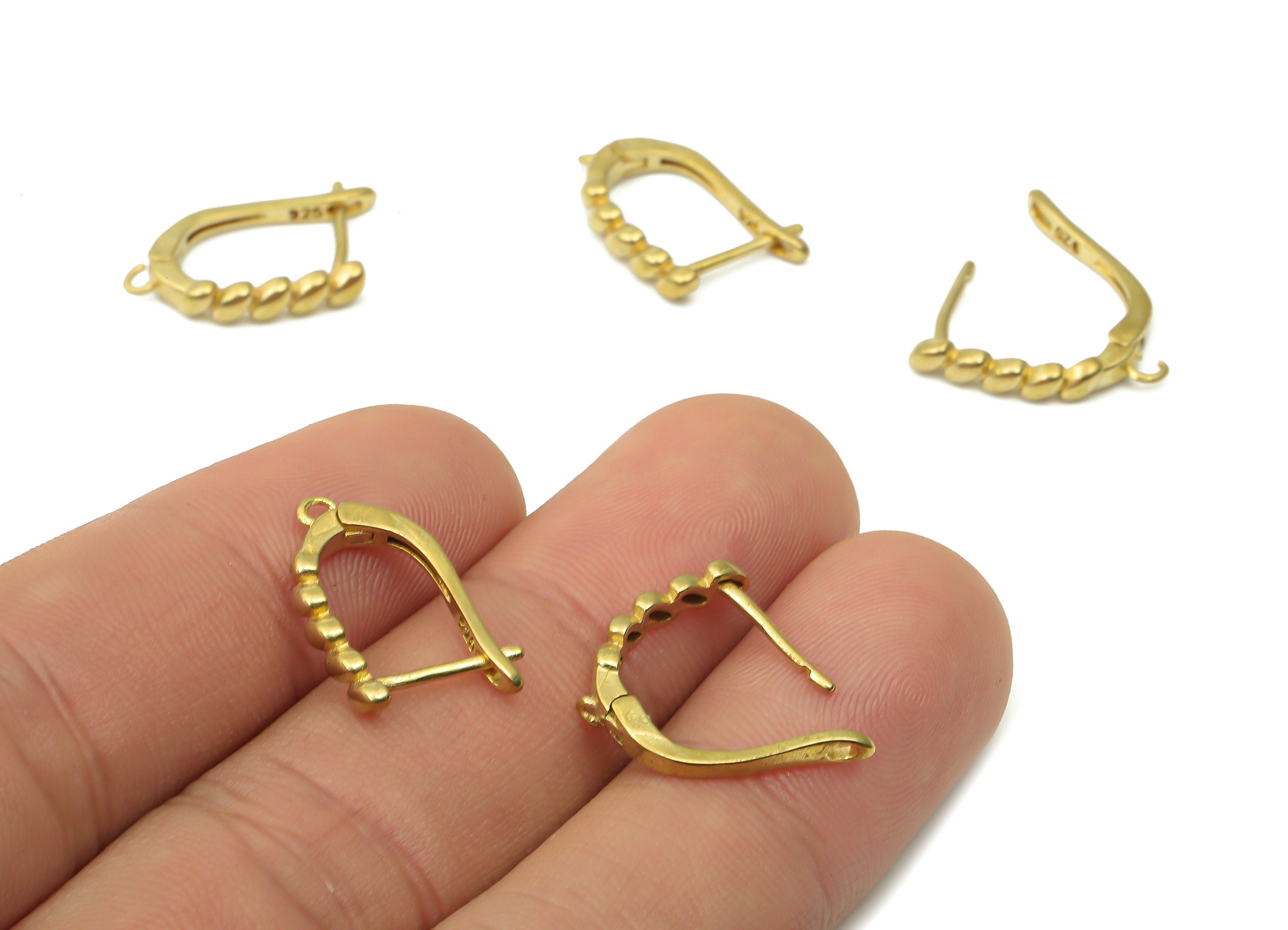 Raw Brass Beaded Earring Stud - Brass Stud Earrings with Open Ring - Earring Findings - Jewelry Making Supplies - 18.55x12.25x1.53mm- PP7521 - DOMEDBAZAAR