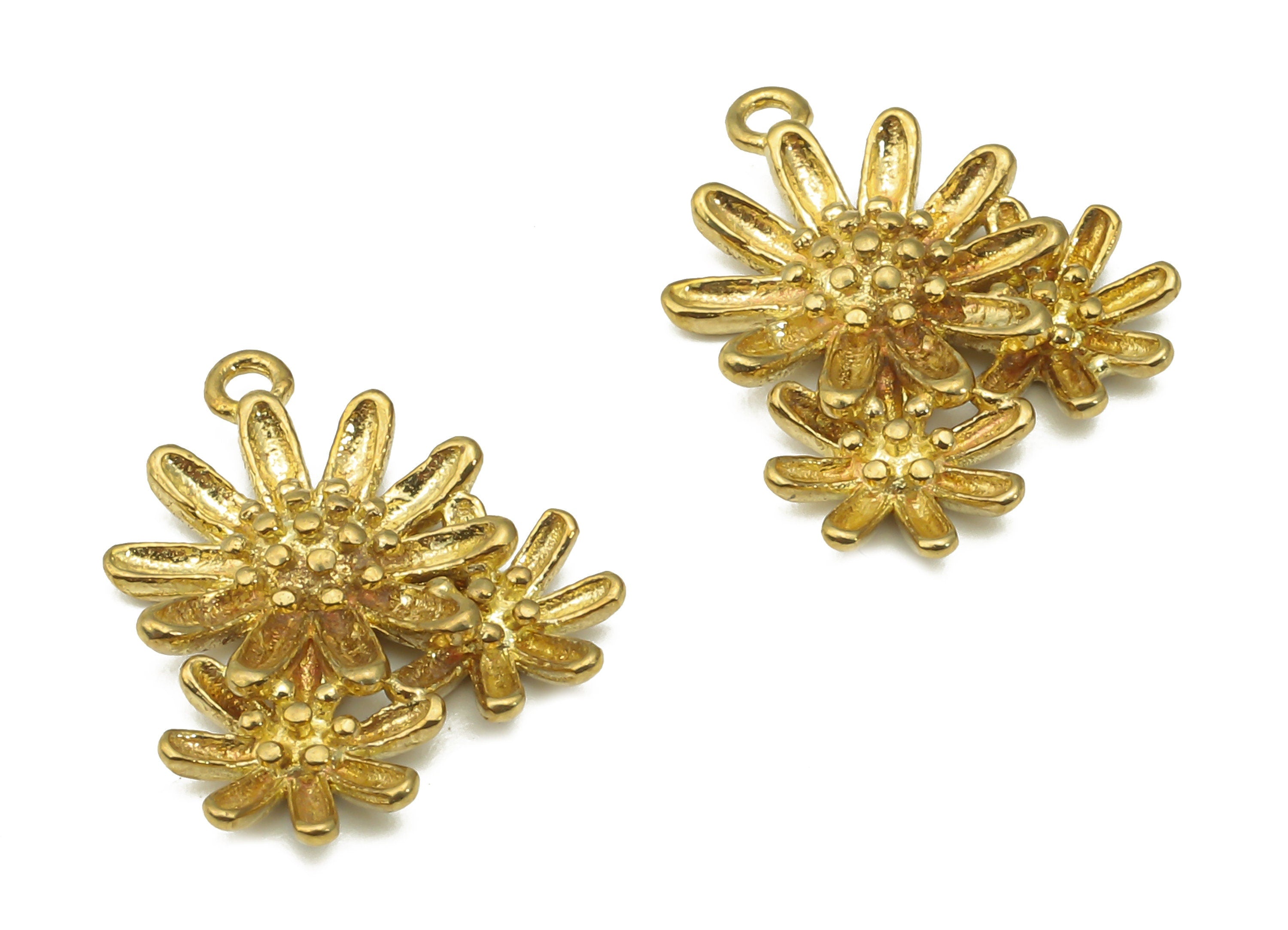 Raw Brass Flower Earring Charm - Brass Flower Pendant Charm - Brass Earring Findings - Jewelry Making Supplies - 17.54x14.03x3.25mm - PP7529 - DOMEDBAZAAR