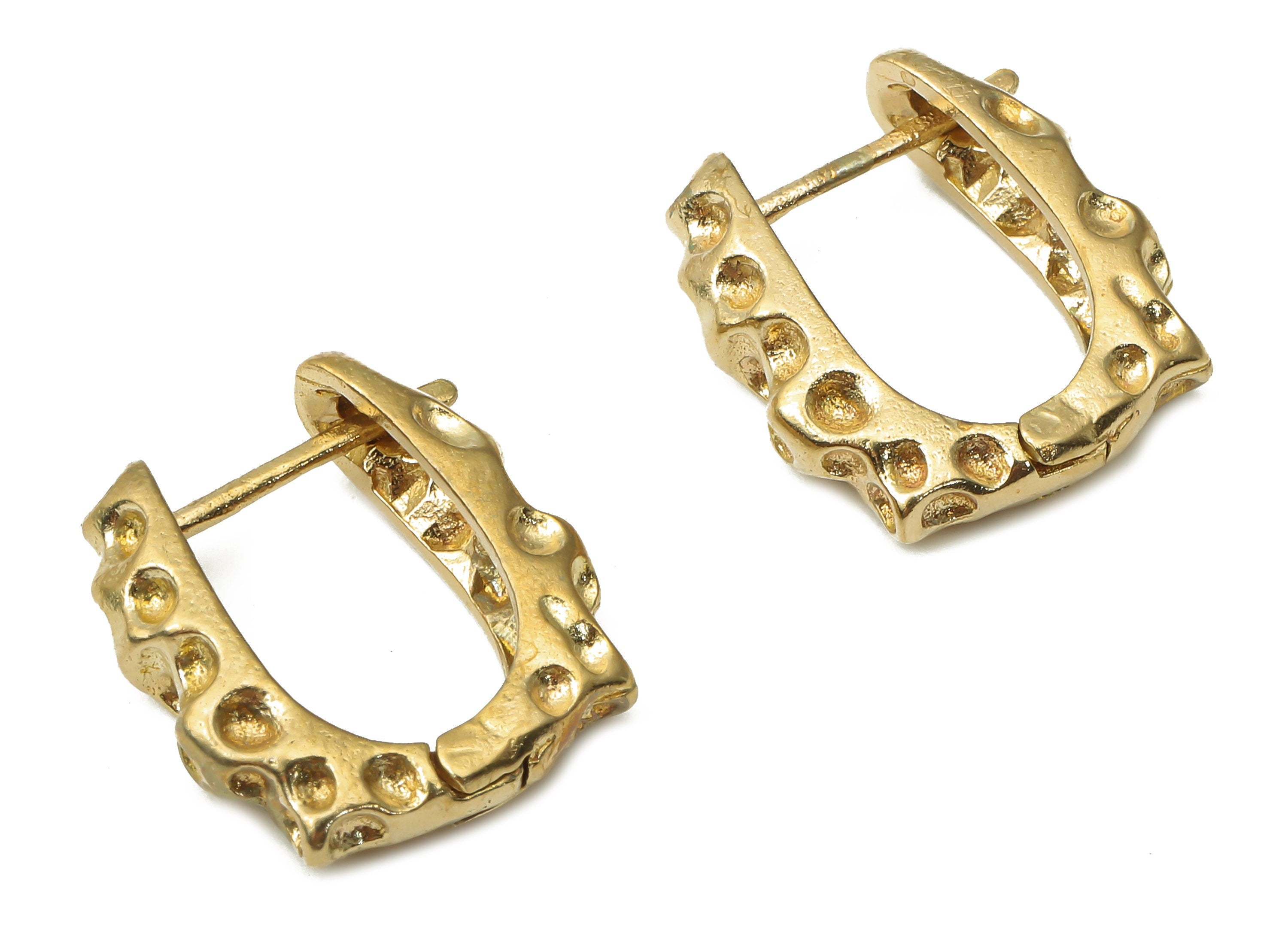 Brass Rectangle Stud Earrings - Raw Brass Textured Earrings - Geometric Hoop Earrings - Jewelry Making Supplies -16.8x15.07x3.2mm- PP7548 - DOMEDBAZAAR