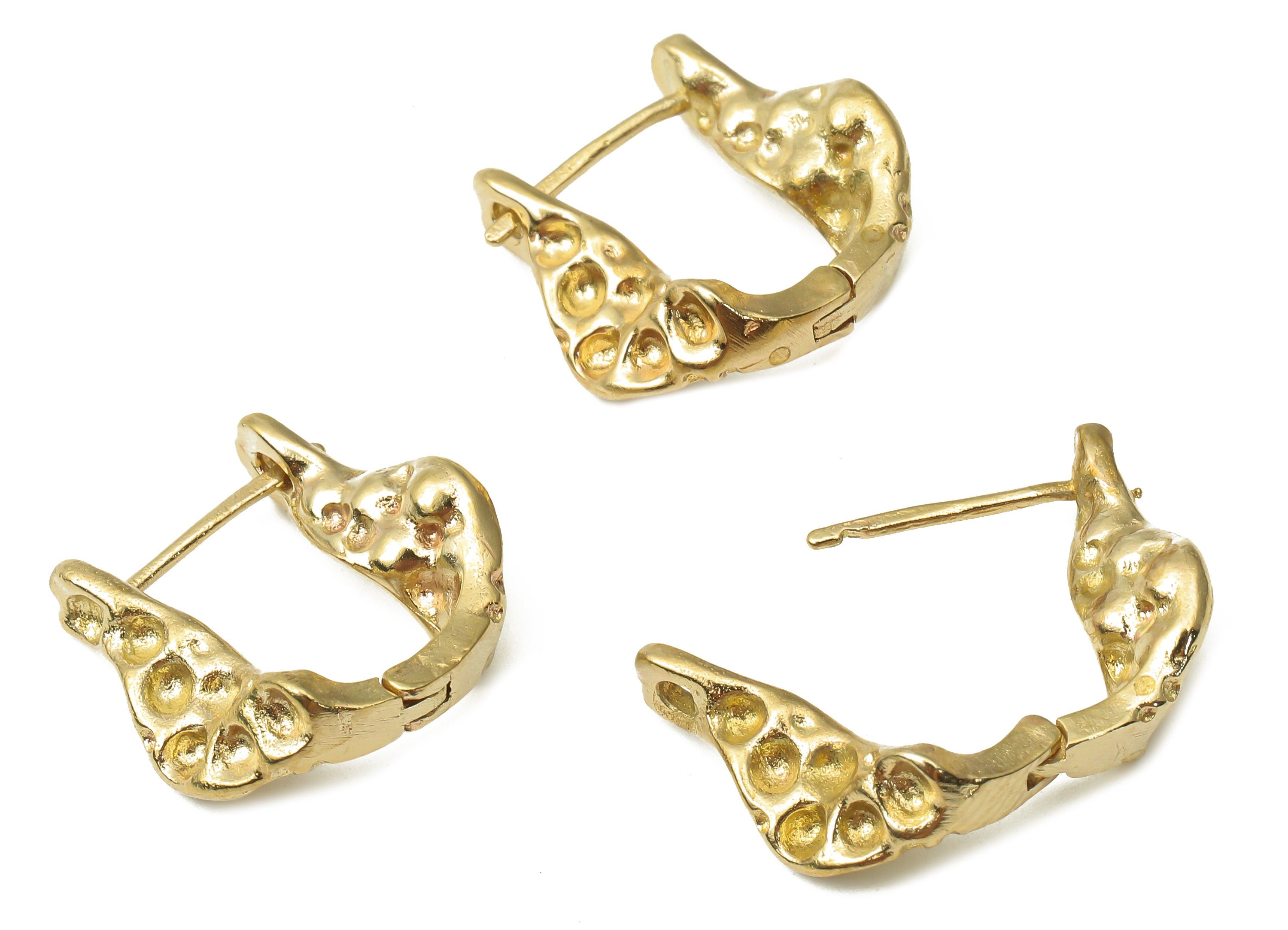 Brass U Shaped Stud Earrings - Raw Brass Textured Earrings - Geometric Hoop Earrings - Jewelry Making Supplies -19.1x18.08x2.08mm- PP7550 - DOMEDBAZAAR