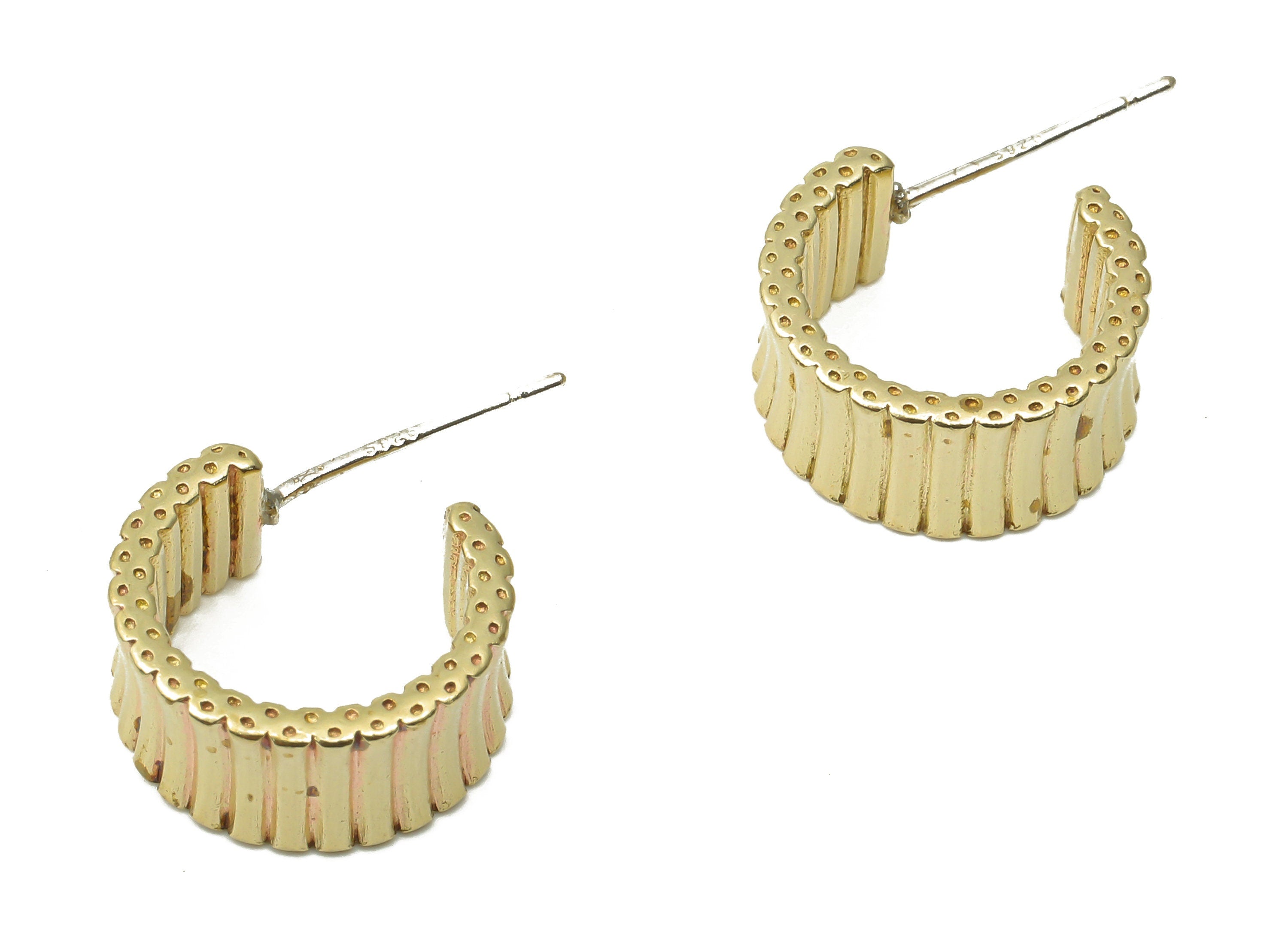 Brass C Open Hoop Earring Stud - Raw Brass C Hoop Earring Post - Open Hoop Stud Earring -13.84x12.54x1.78mm- PP7564 - DOMEDBAZAAR