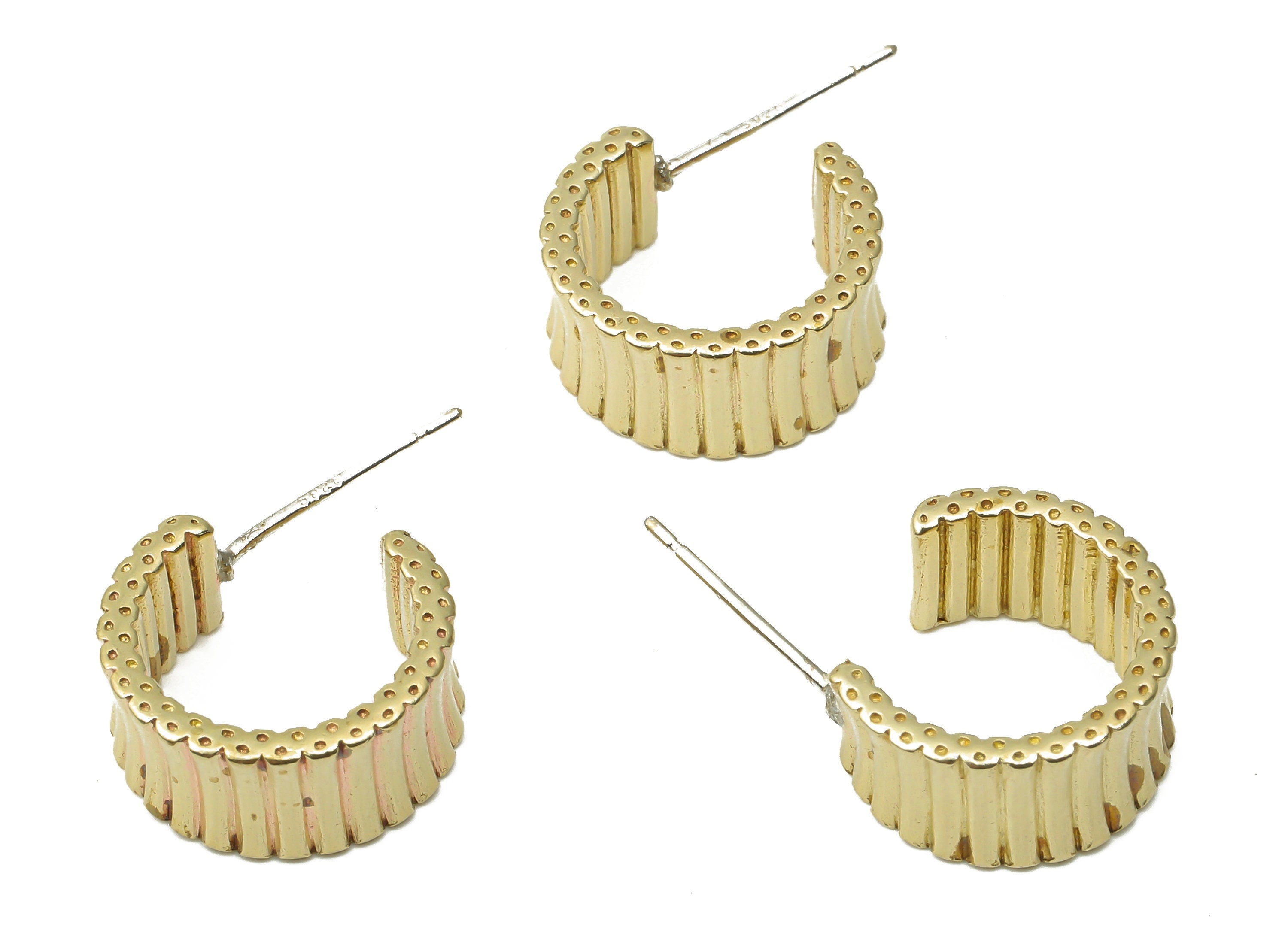 Brass C Open Hoop Earring Stud - Raw Brass C Hoop Earring Post - Open Hoop Stud Earring -13.84x12.54x1.78mm- PP7564 - DOMEDBAZAAR