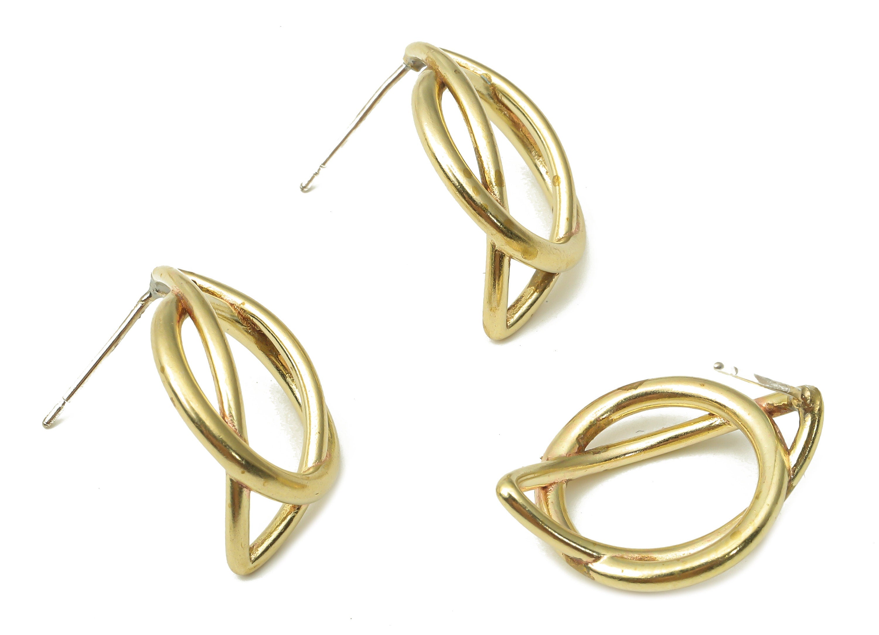 Brass Crescent Earring Post - Raw Brass Half Moon Stud - Brass 925 Silver Needle Stud - Jewelry Making Supplies -22.18x16.7x1.9mm- PP7571 - DOMEDBAZAAR