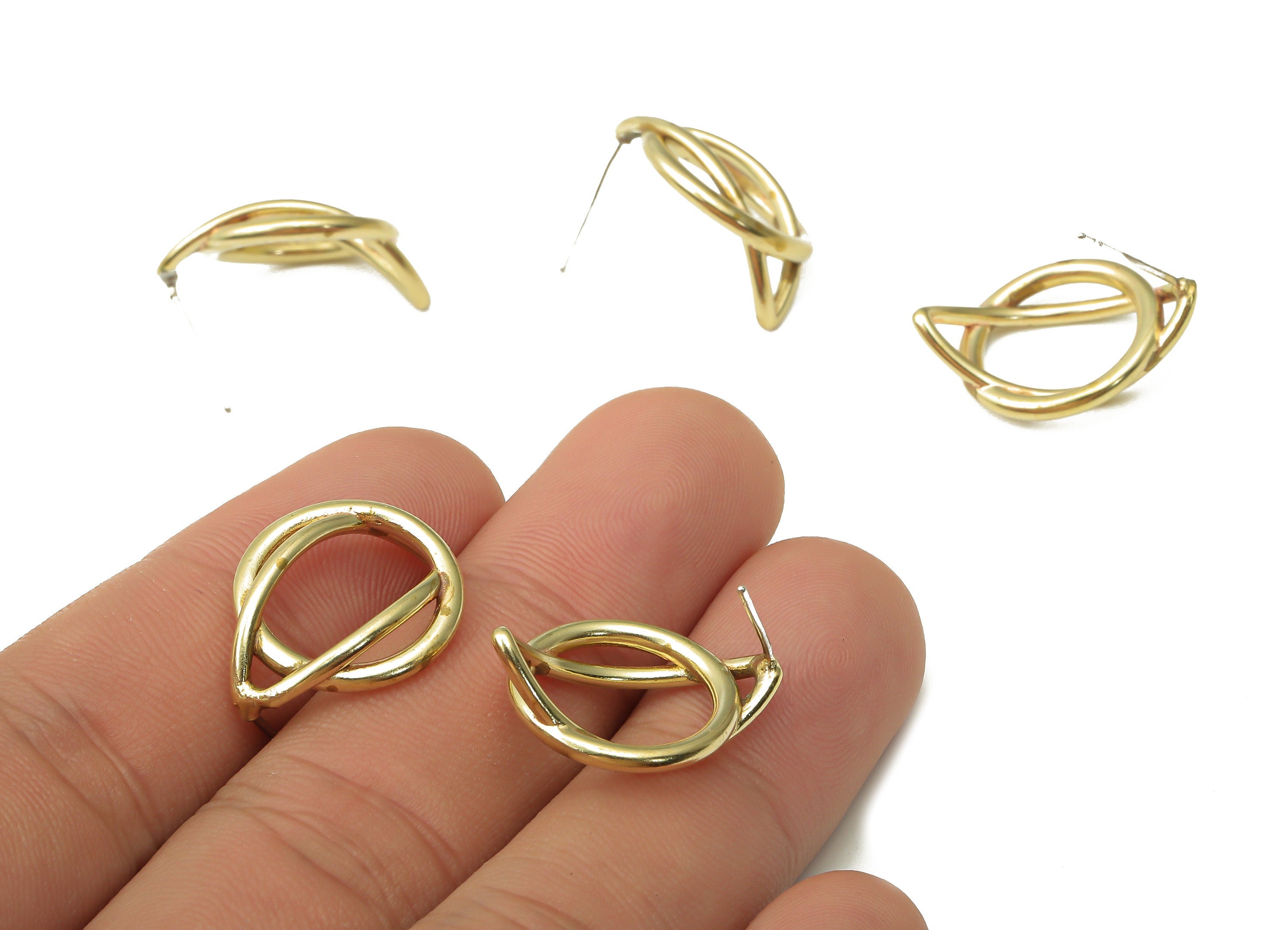 Brass Crescent Earring Post - Raw Brass Half Moon Stud - Brass 925 Silver Needle Stud - Jewelry Making Supplies -22.18x16.7x1.9mm- PP7571 - DOMEDBAZAAR