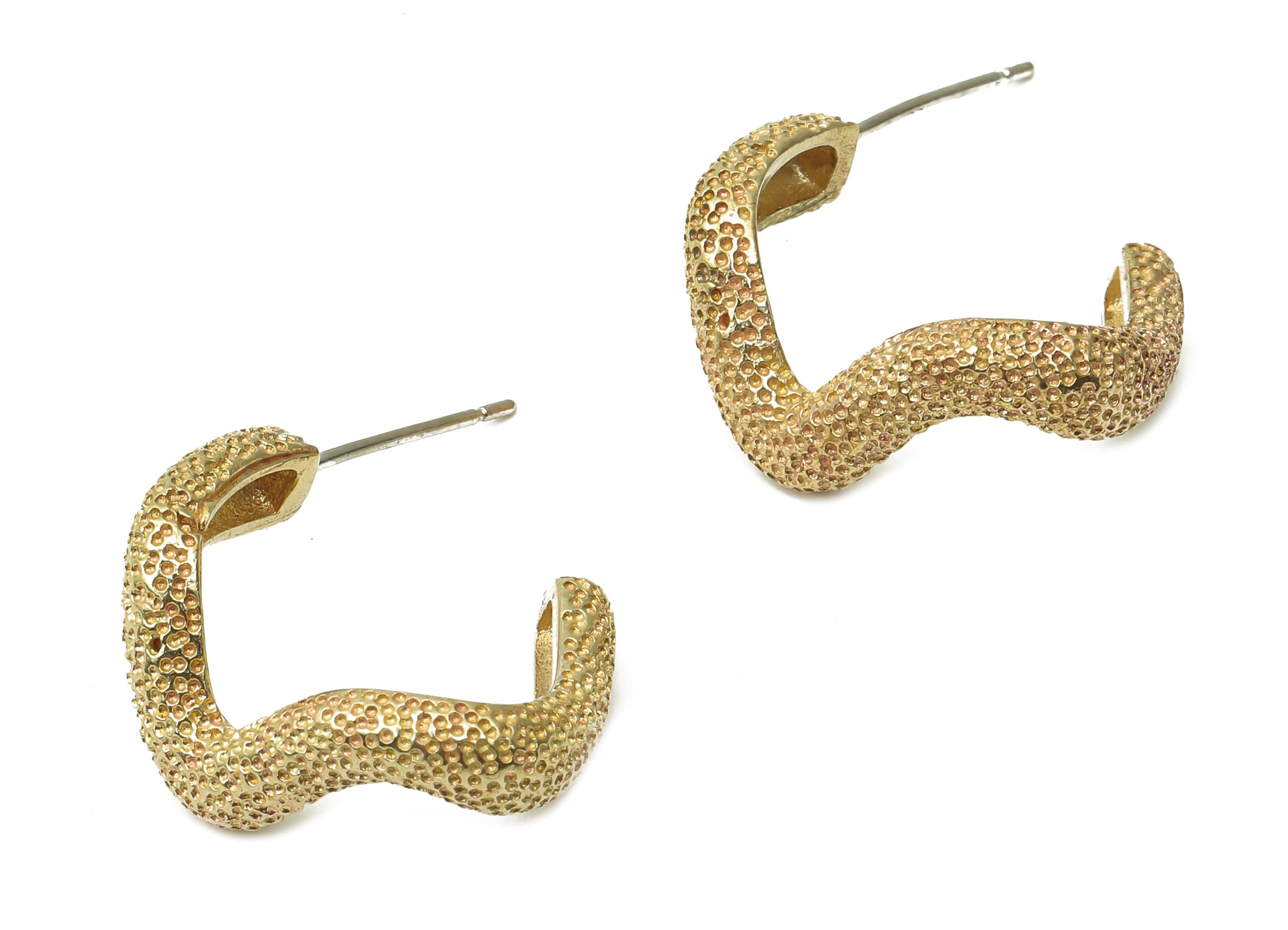 Raw Brass Wavy Earring Stud - Brass Textured Wavy Earring Post - Brass 925 Silver Needle stud - Earring Findings -20.98x15.95x2.46mm- PP7574 - DOMEDBAZAAR