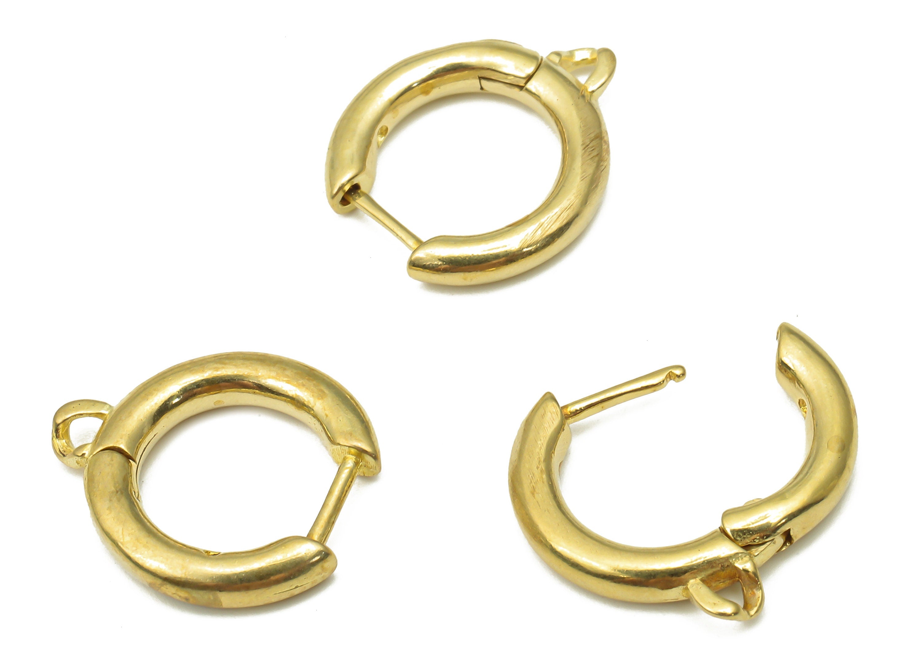 Raw Brass Round Stud Earring - Brass Earring Hoop Huggie - Geometric Earring - Brass Findings - Jewelry Supplies -15.1x13.24x2.45mm- PP7578 - DOMEDBAZAAR