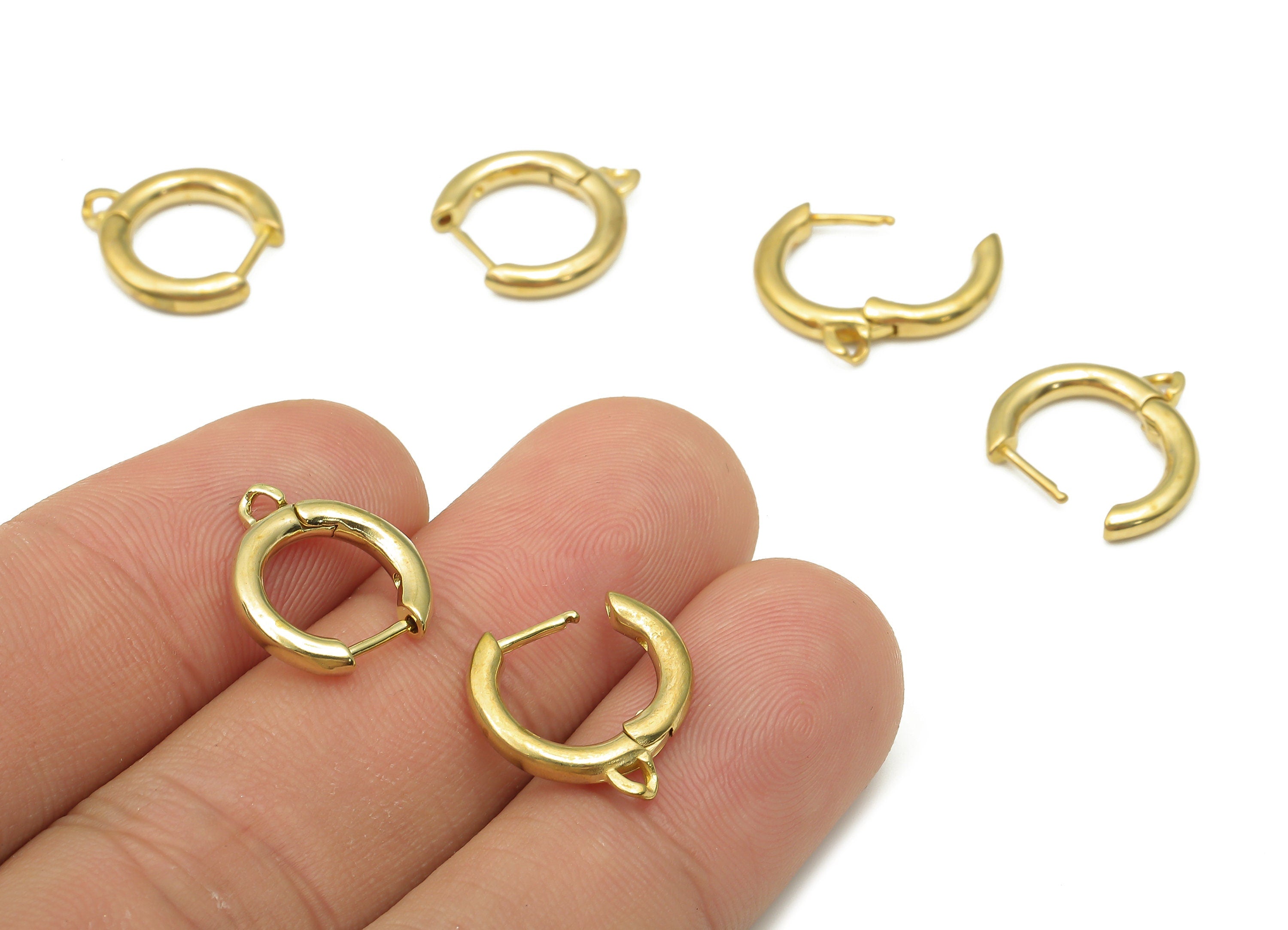 Raw Brass Round Stud Earring - Brass Earring Hoop Huggie - Geometric Earring - Brass Findings - Jewelry Supplies -15.1x13.24x2.45mm- PP7578 - DOMEDBAZAAR