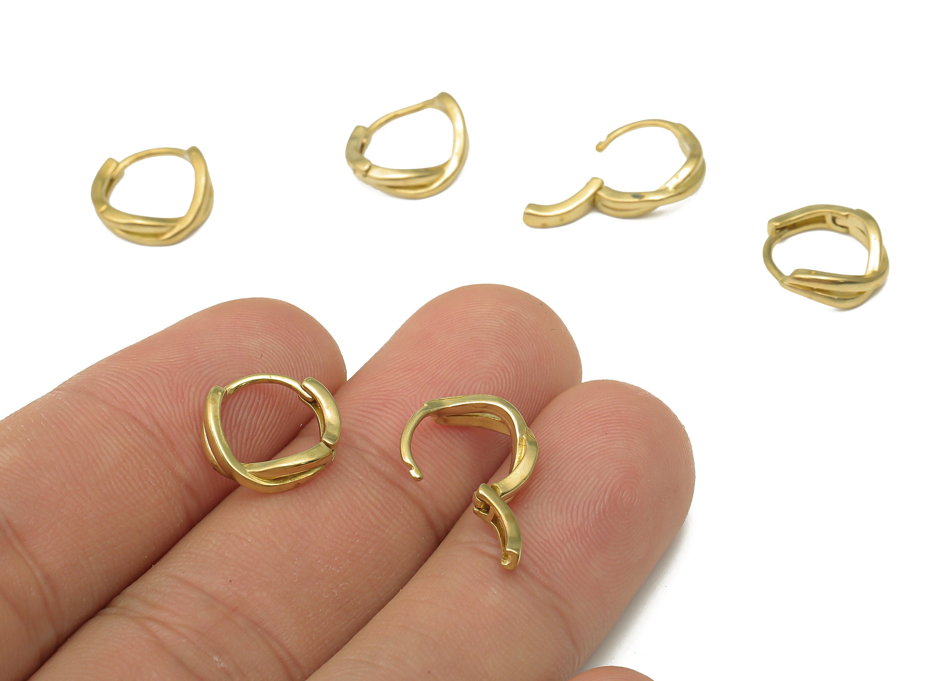 Raw Brass Twisted Stud Earrings - Brass Leverback Stud Earring - Brass Earring Findings - Jewelry Making Supplies -12.6x12.44x1.62mm- PP7588 - DOMEDBAZAAR
