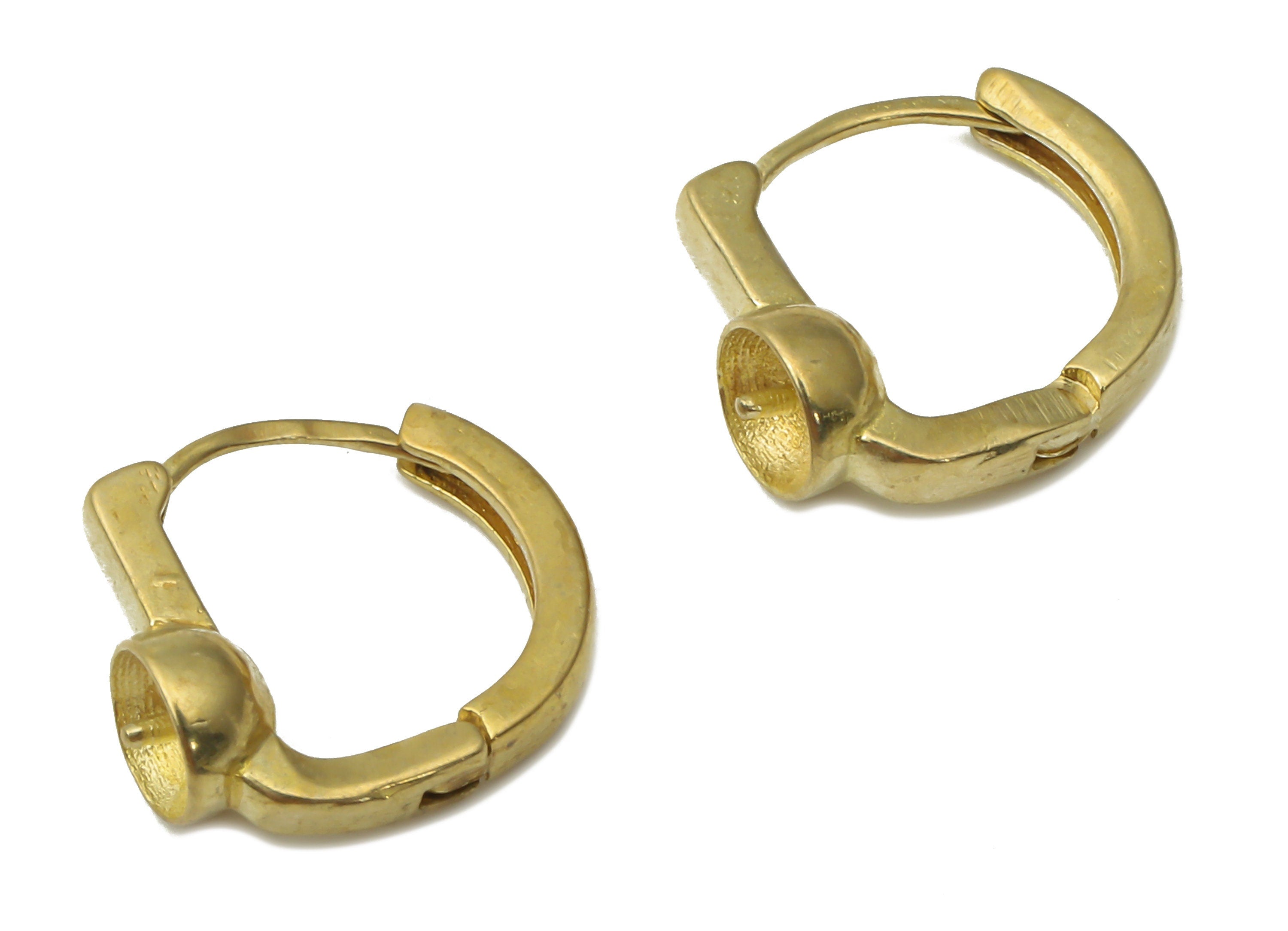 Brass Textured Earring Studs - Raw Brass Huggie Hoop Earrings - Jewelry Making Supplies - Geometric Stud Earrings -11.73x10.72x3.2mm- PP7592 - DOMEDBAZAAR