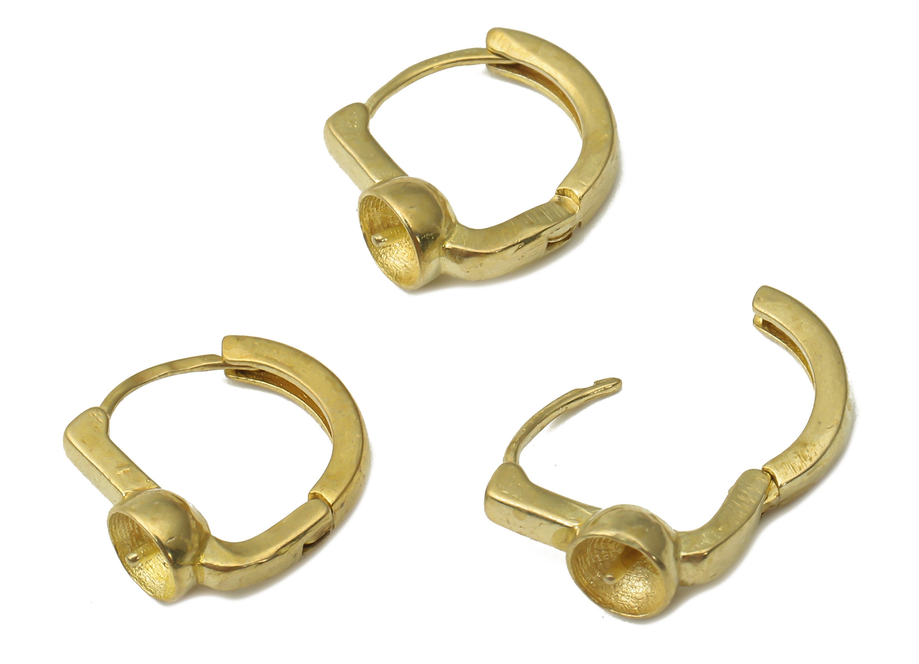 Brass Textured Earring Studs - Raw Brass Huggie Hoop Earrings - Jewelry Making Supplies - Geometric Stud Earrings -11.73x10.72x3.2mm- PP7592 - DOMEDBAZAAR