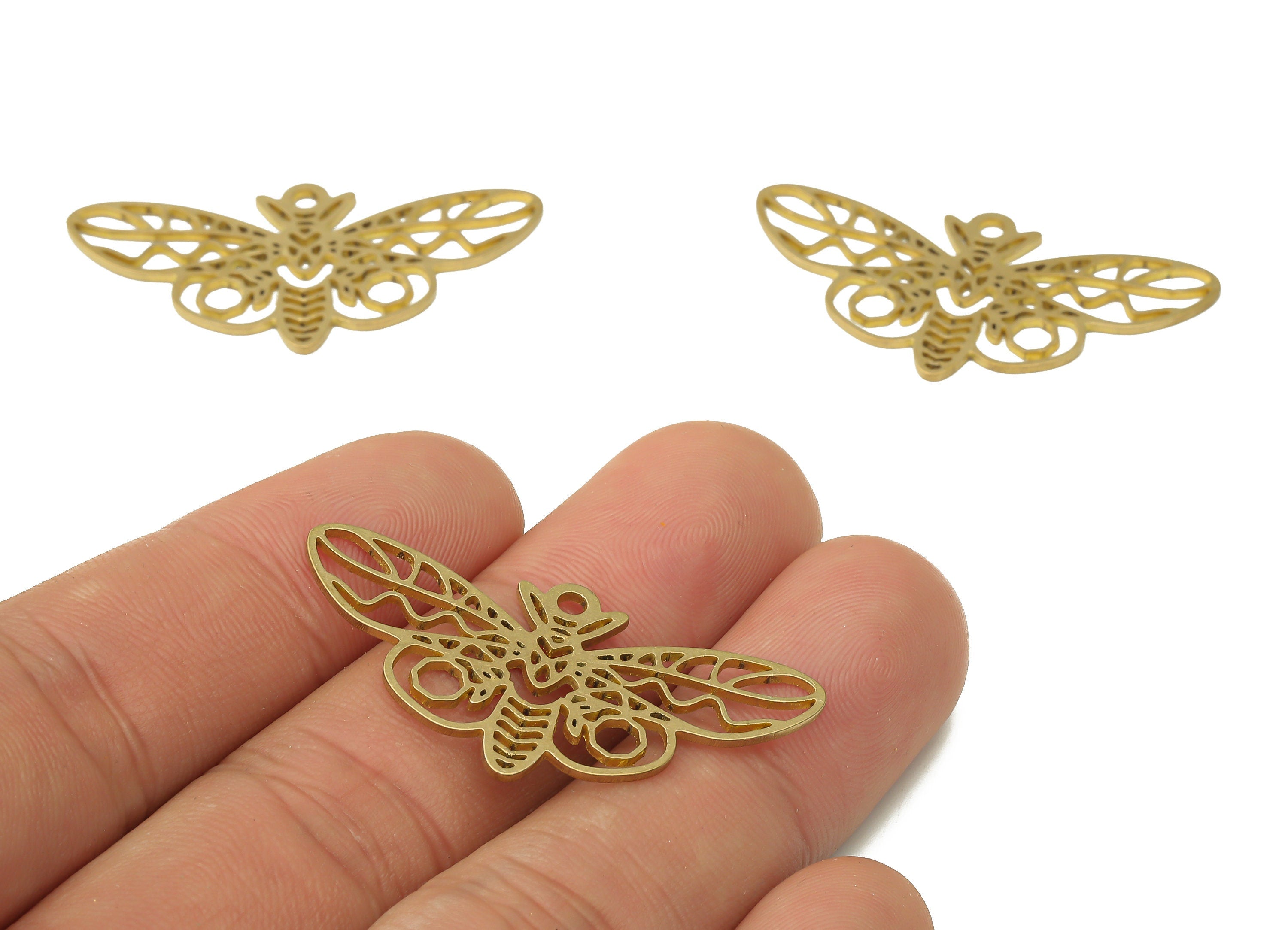 Brass Butterfly Earring Charms - Raw Brass Butterfly Pendant Charms - Brass Animal Charms - Brass Insect Jewelry -39.71x20.03x0.9mm- PPA3840 - DOMEDBAZAAR