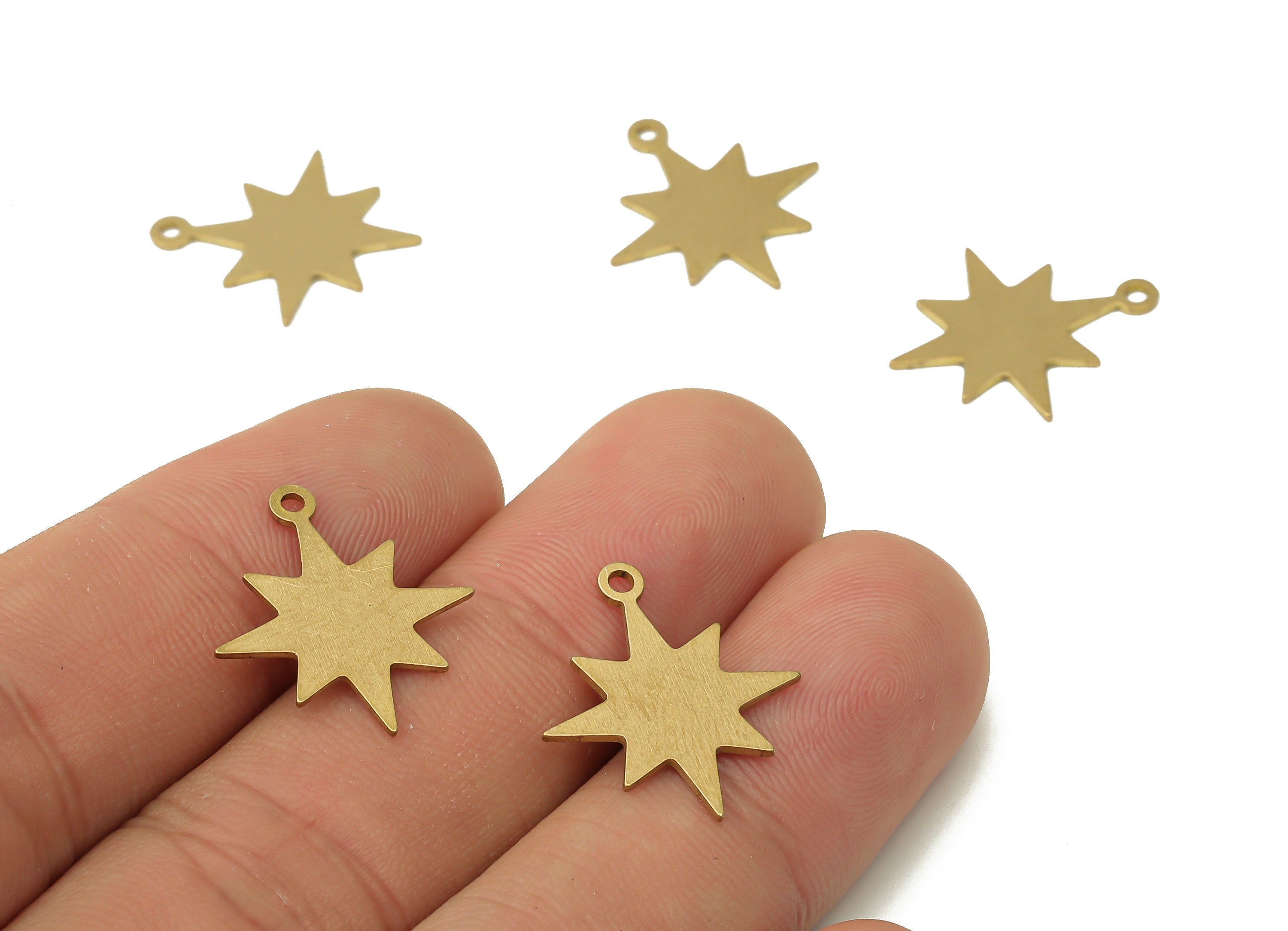 Raw Brass Star Charms - Textured Brass Star Earrings Charm - Brass Star Pendant Charm - Brass Celestial Charms - 19.88x17.4x0.68mm - PPA3982 - DOMEDBAZAAR