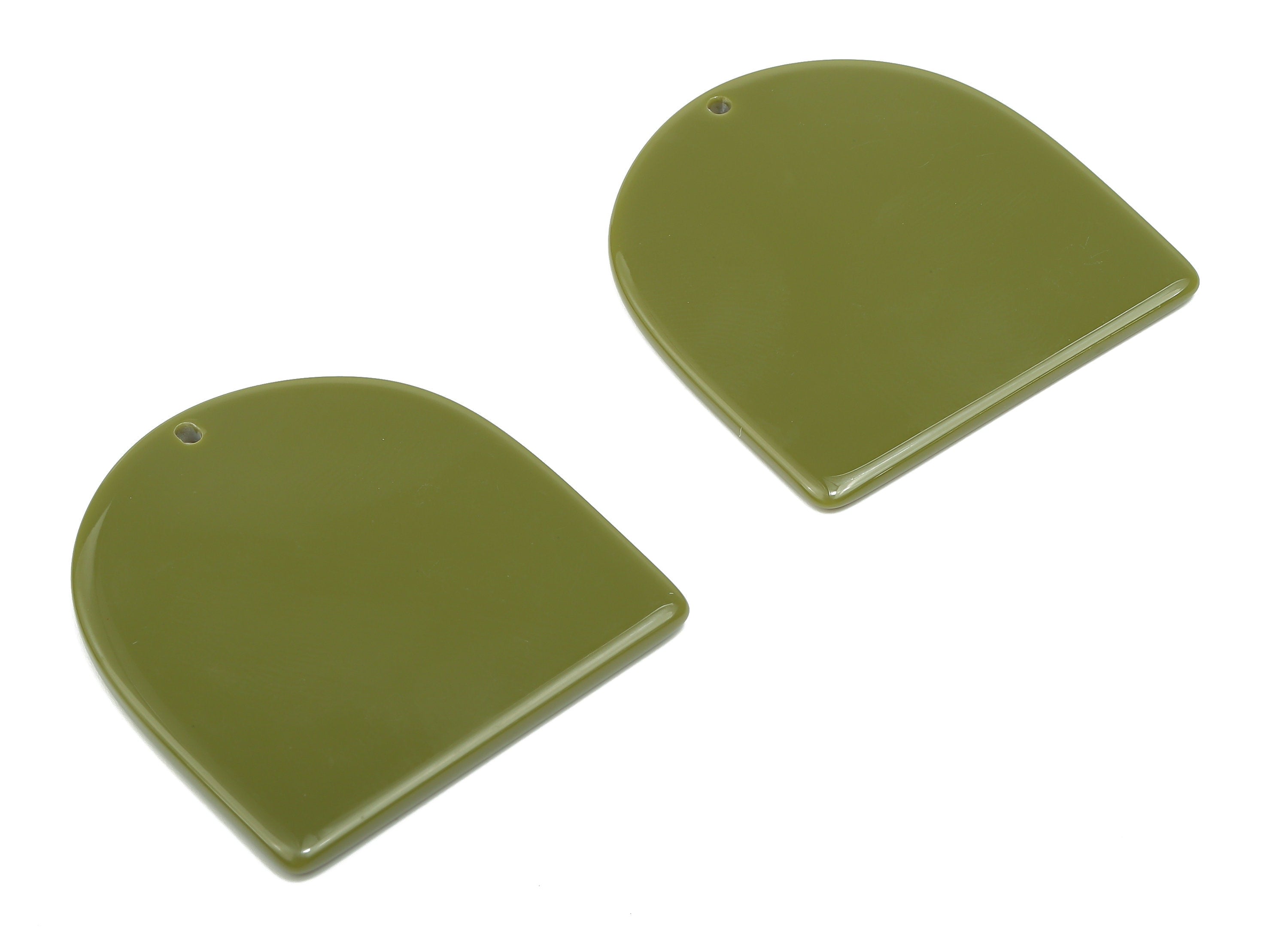 Acrylic Earring Charm - Acrylic Domed Green Pendant Charm - Earring Finding - Color Code: A810 -37.66x35.46x2.05mm- AC2521-A810 - DOMEDBAZAAR