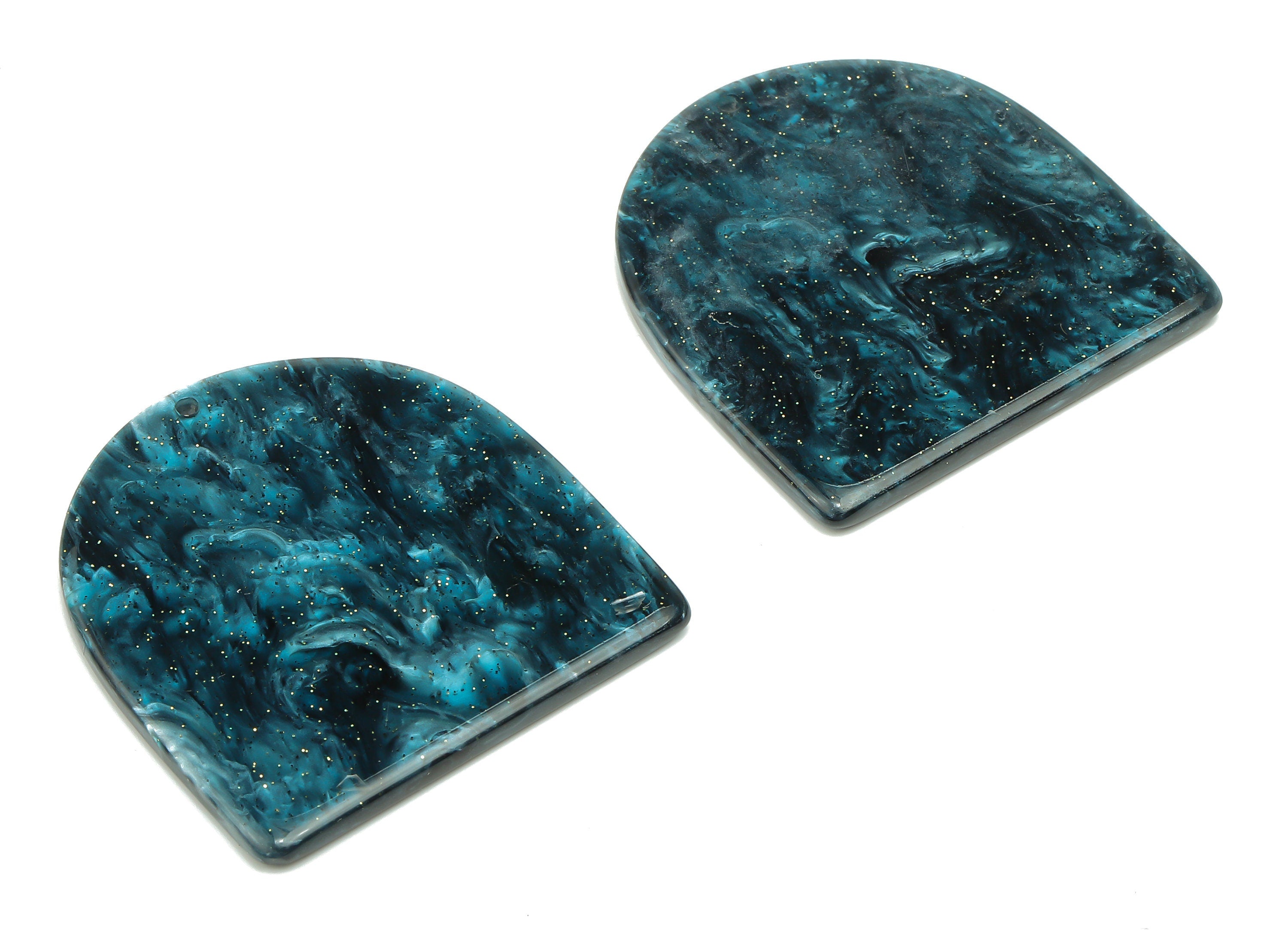 Acrylic Earring Charms - Acrylic Domed Skynight Blue Pendant Charm - Earring Findings - Color Code: A811 - 37.63x35.50x2.63mm- AC2521-A811 - DOMEDBAZAAR