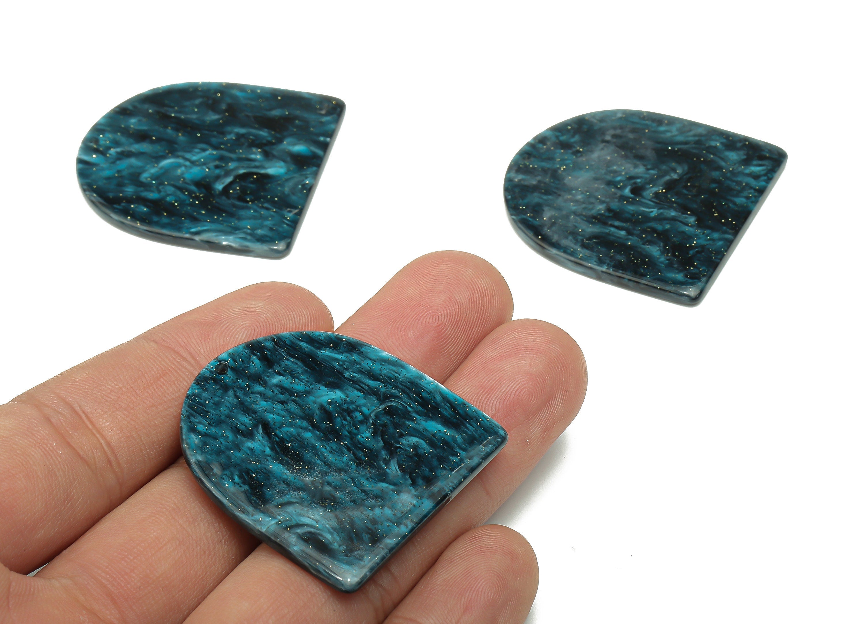 Acrylic Earring Charms - Acrylic Domed Skynight Blue Pendant Charm - Earring Findings - Color Code: A811 - 37.63x35.50x2.63mm- AC2521-A811 - DOMEDBAZAAR